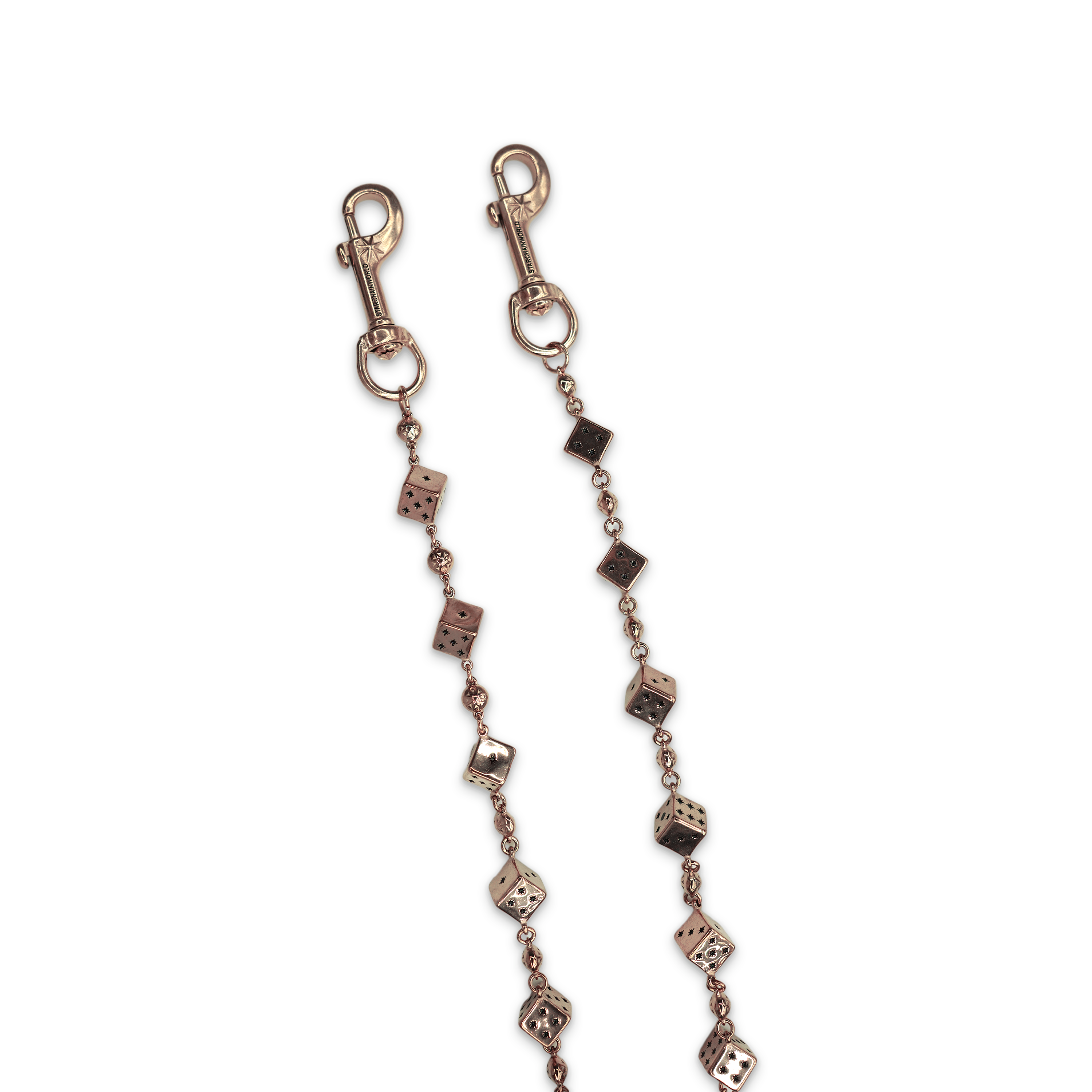 Starchain World, Rose Gold Dice Wallet Chain - No Stones