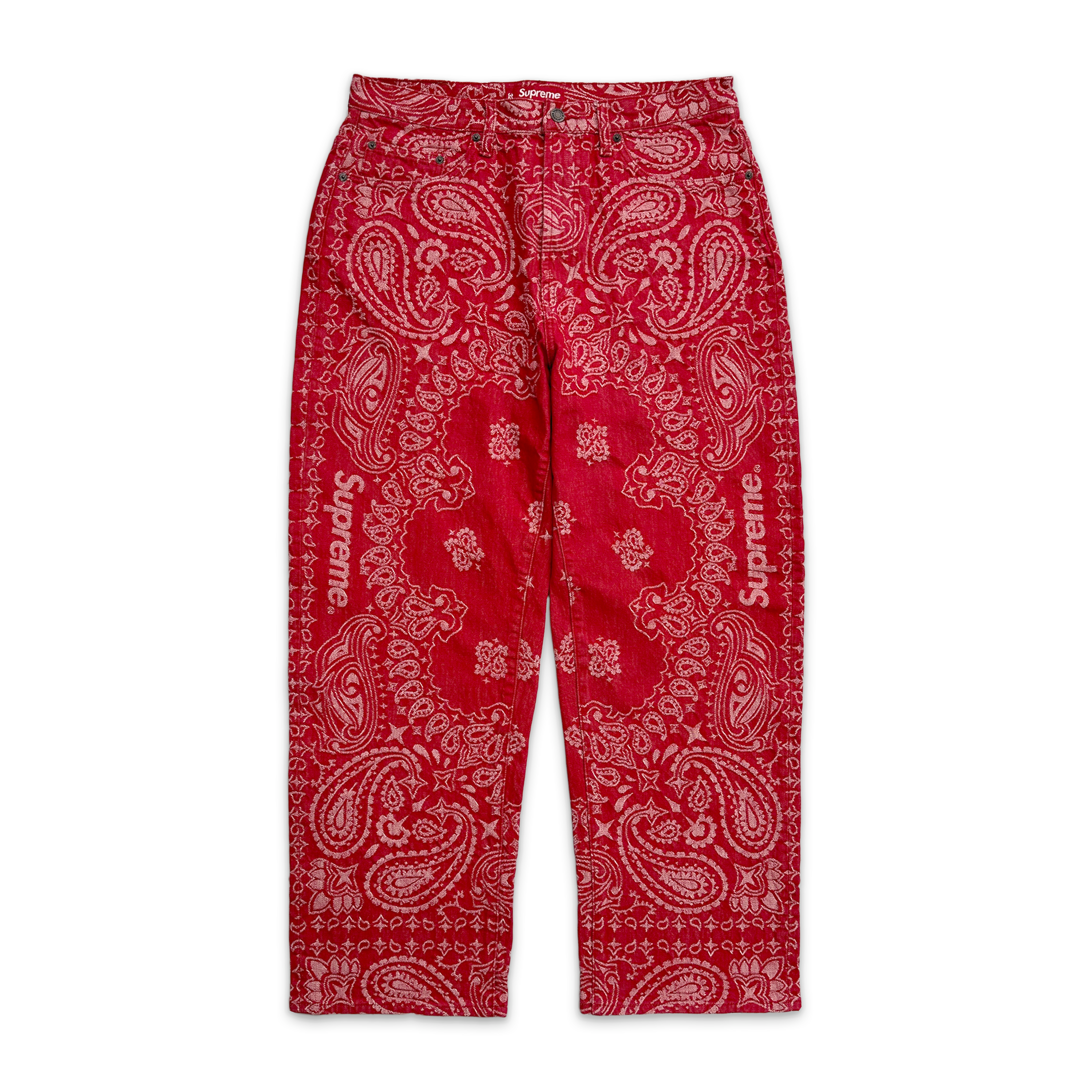 Supreme, Bandana Jacquard Baggy Jean "Red"