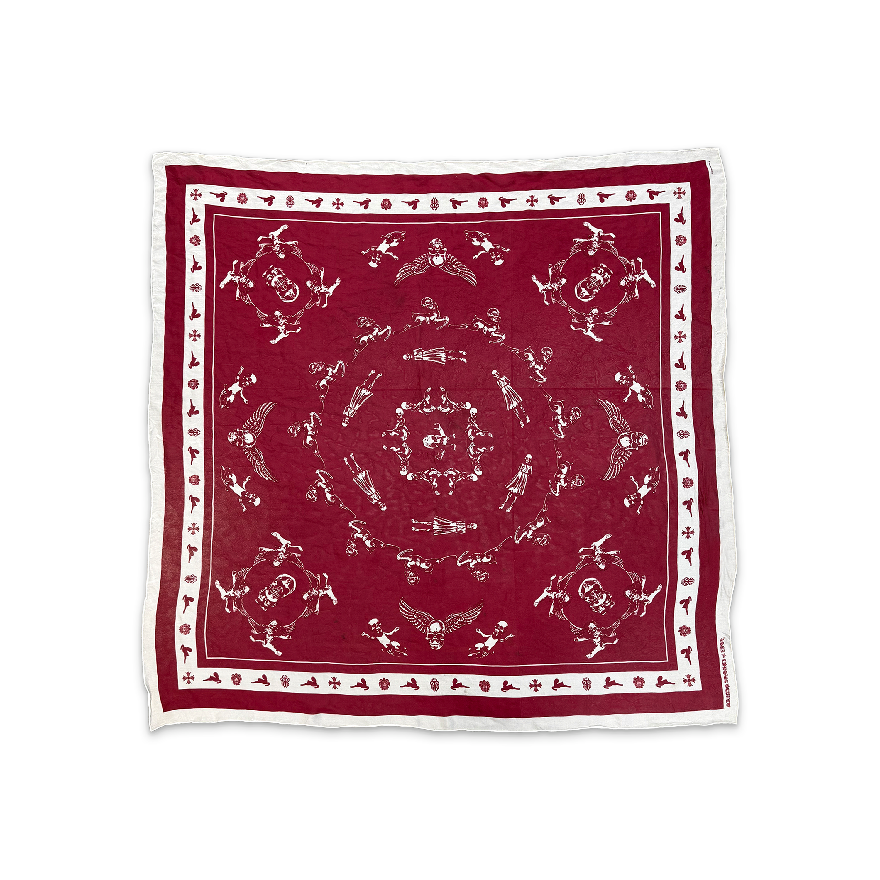 Foti Skull Silk Scarf "Red White"
