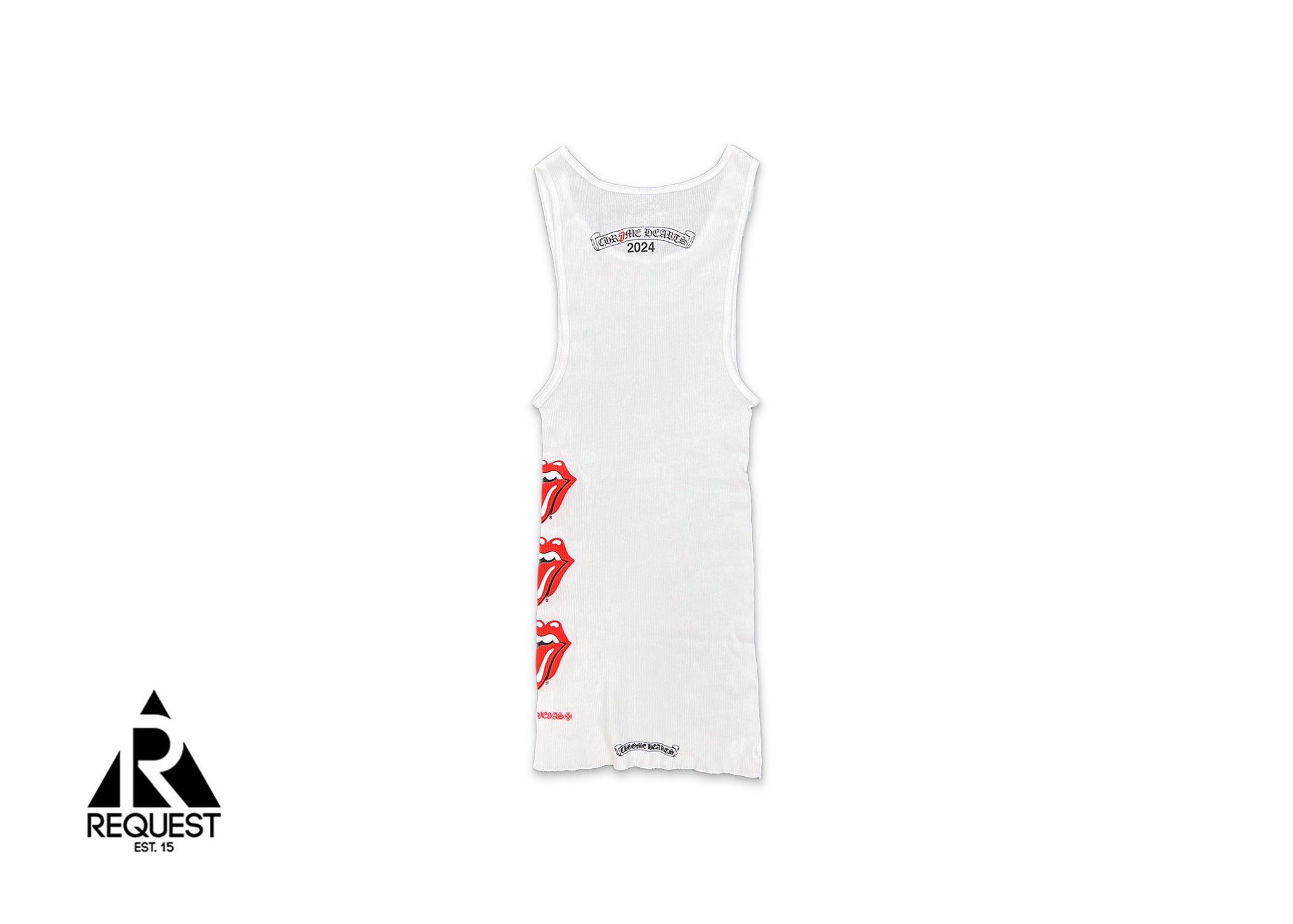 Chrome Hearts, Rolling Stones Scroll Logo Tank Top "White/Red"