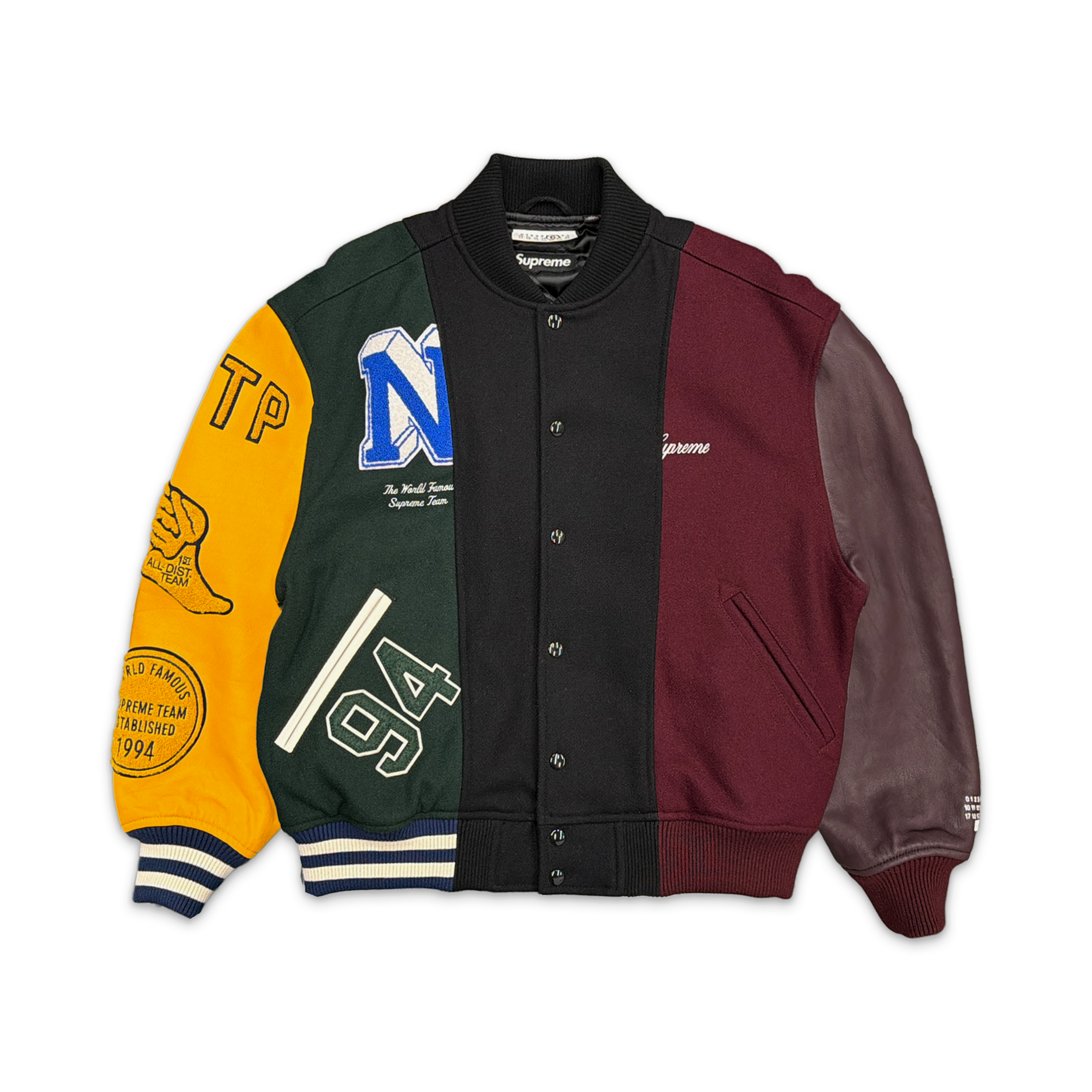 Supreme, MM6 Maison Margiela Split Varsity Jacket “Multicolor”