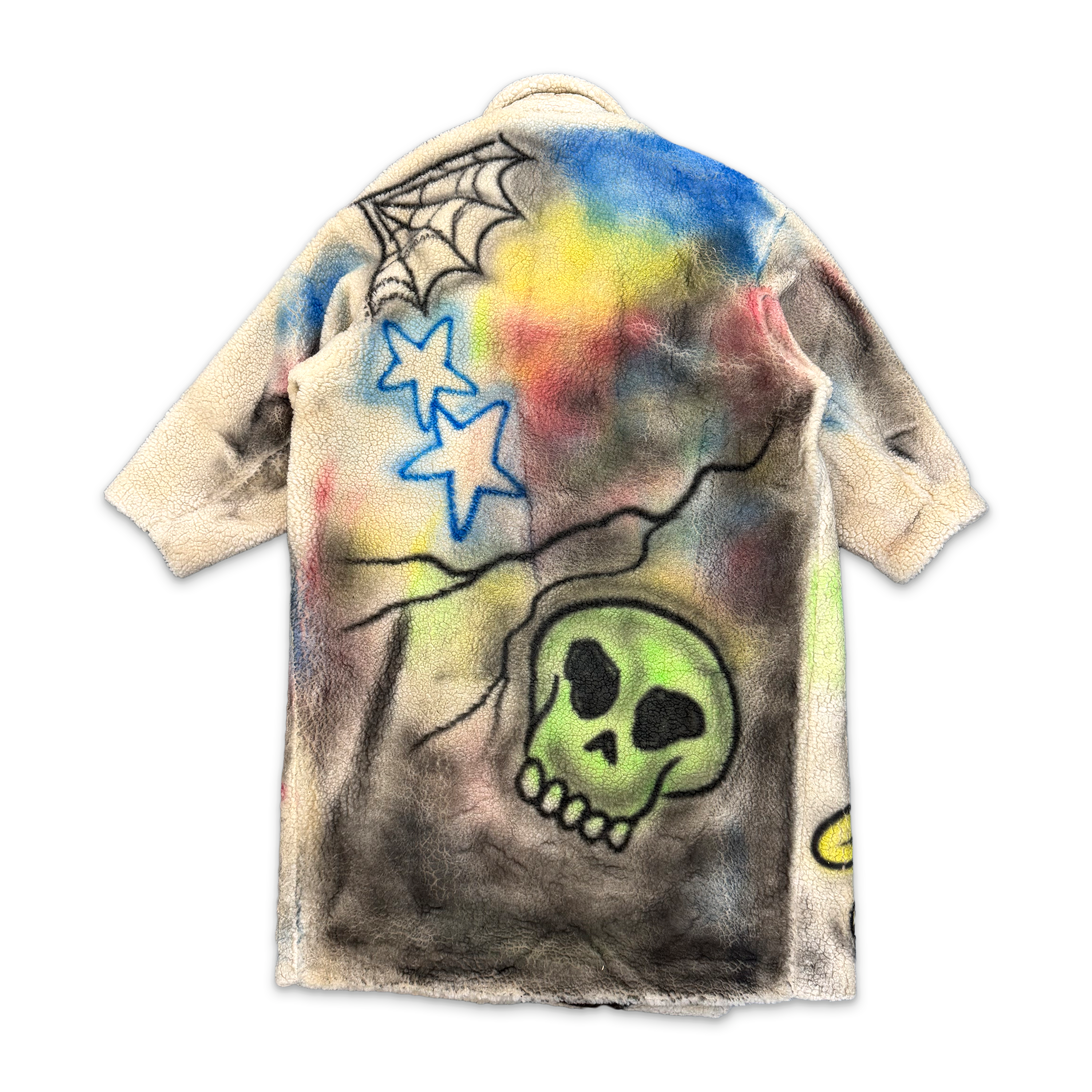 Airbrushed Sherpa Trench Coat "Multicolor"