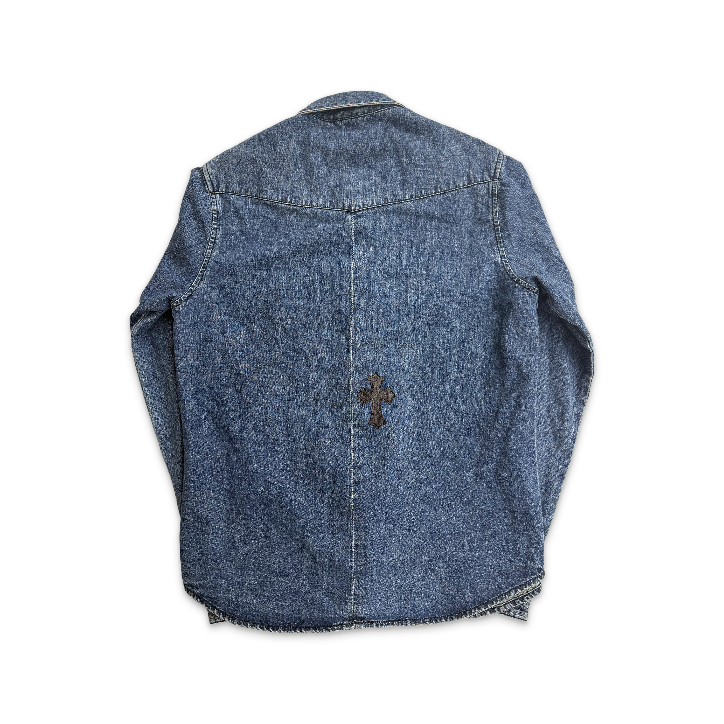 Denim Shirt w/ Black Crosses "Blue"