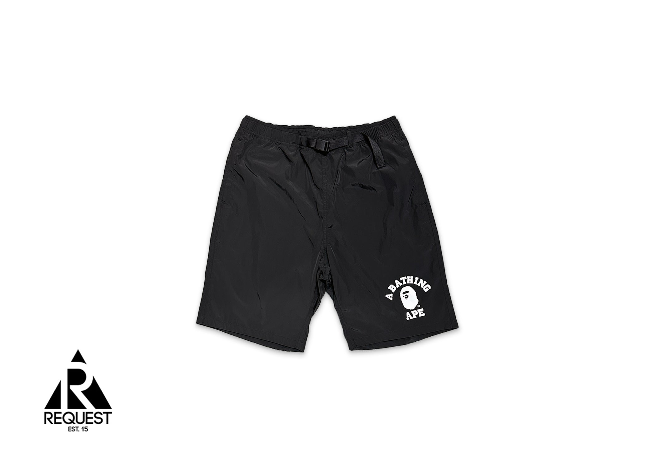 A Bathing Ape (BAPE), Nylon College Logo Beach Shorts “Black"