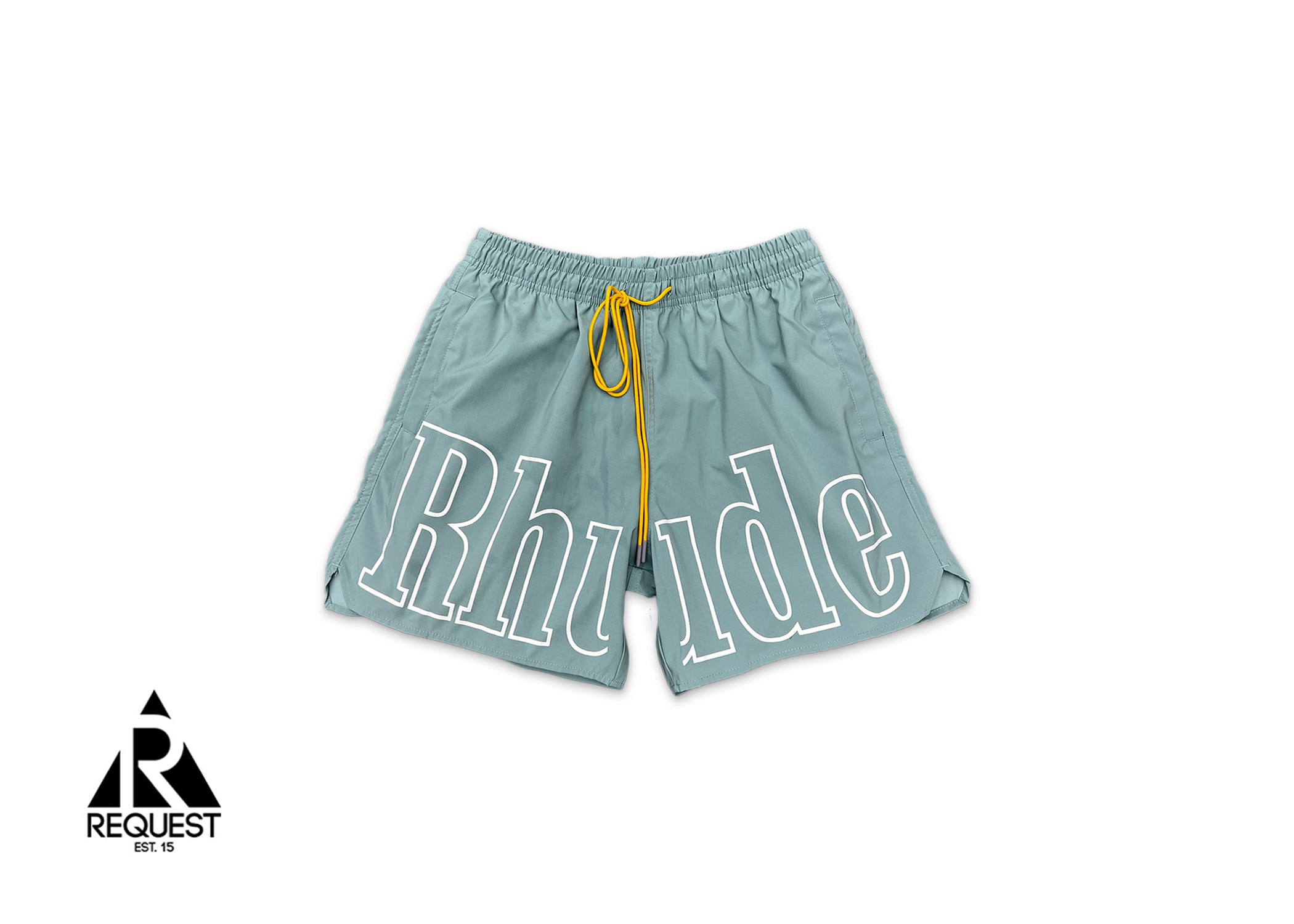 Rhude Logo Swim Trunks "Sage"