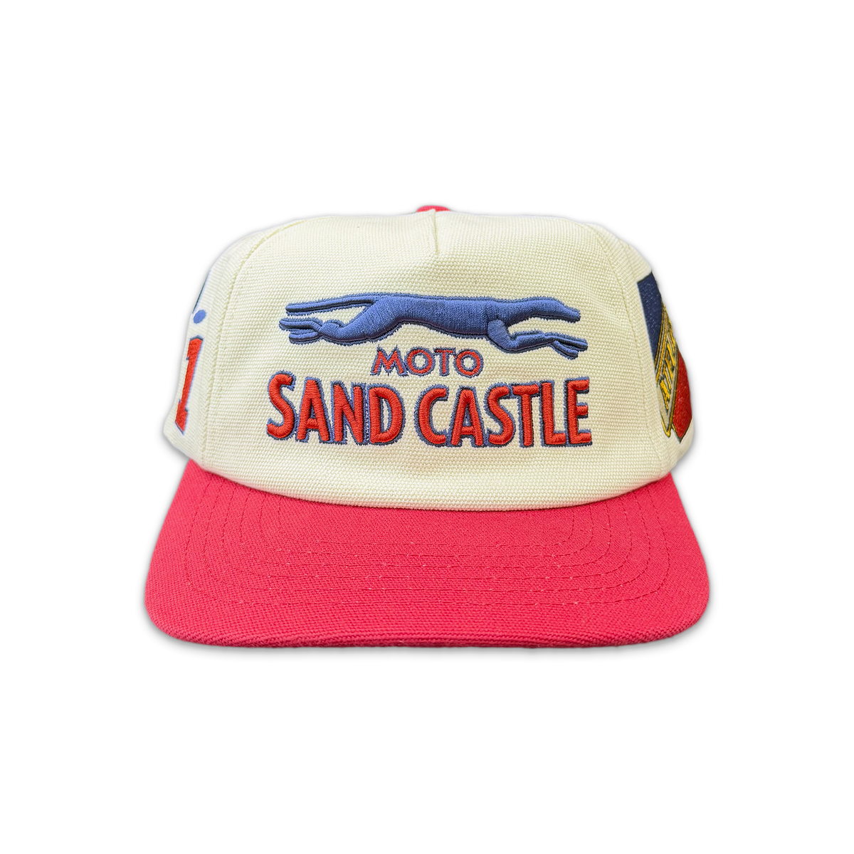 Moto Canvas Cap "White Red"