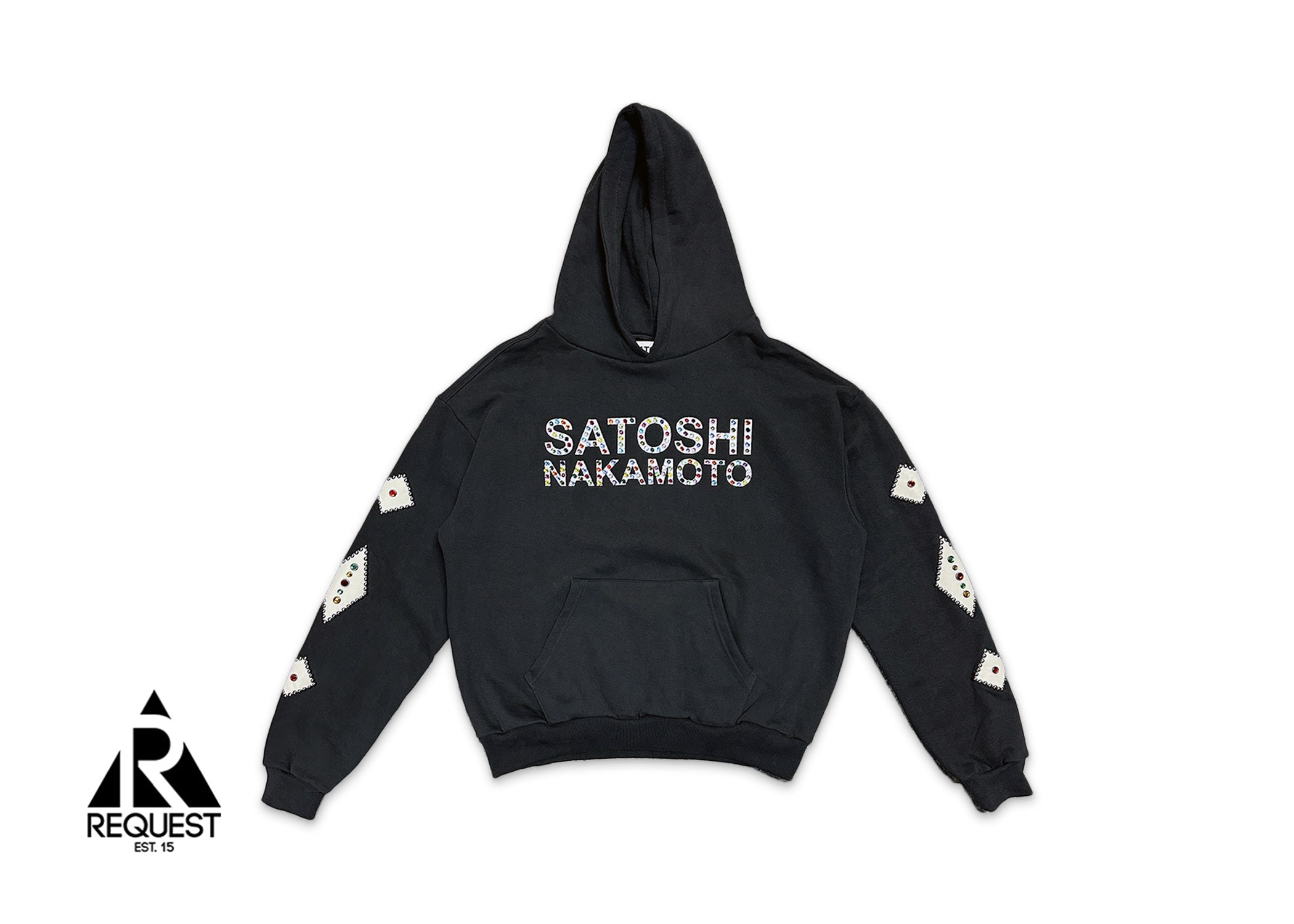 Satoshi Nakamoto, Studded Hoodie “Vintage Black"