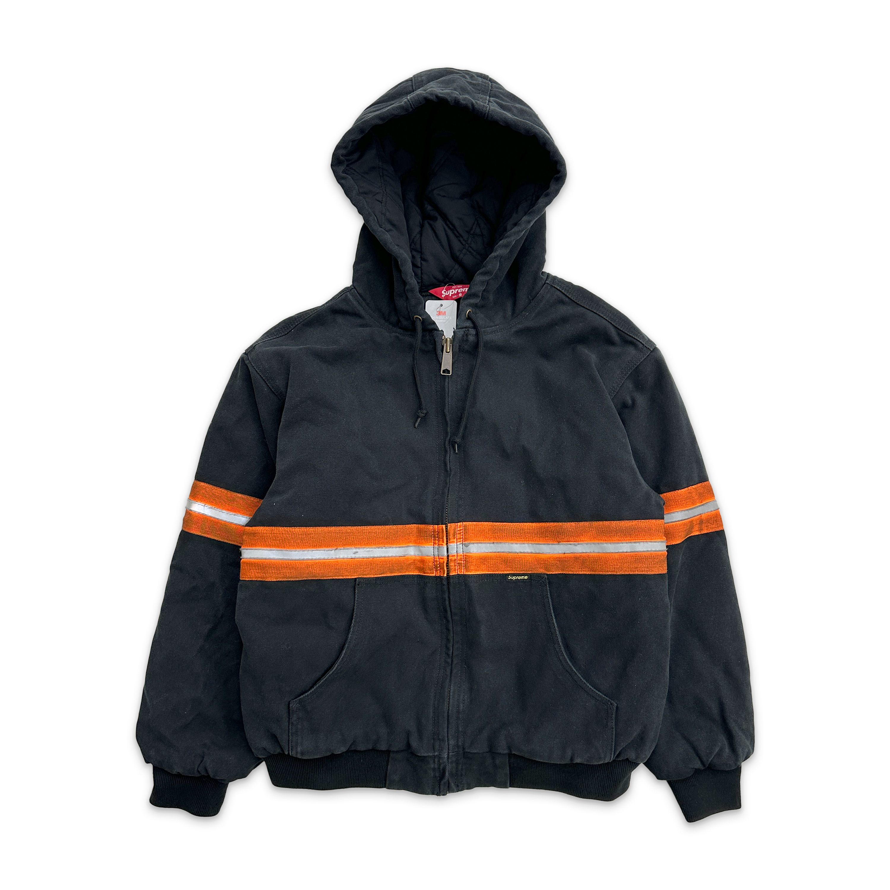 Supreme, Reflective Stripe Hooded Work Jacket "Black"