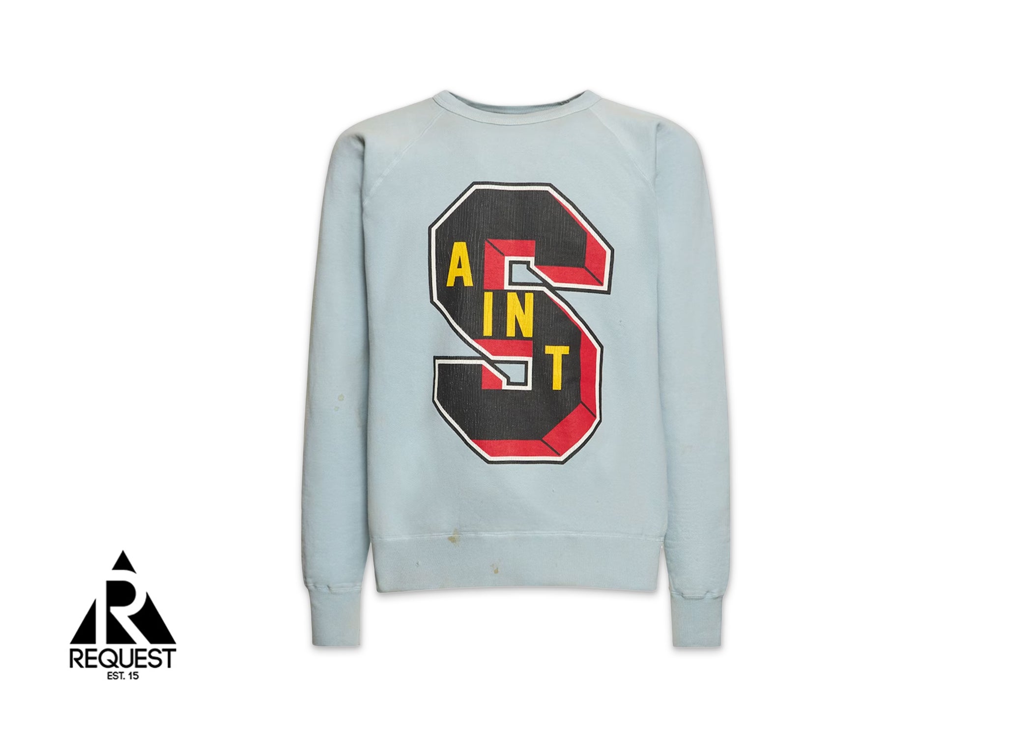 Saint Michael x Denim Tears Distressed Printed Sweatshirt “Blue