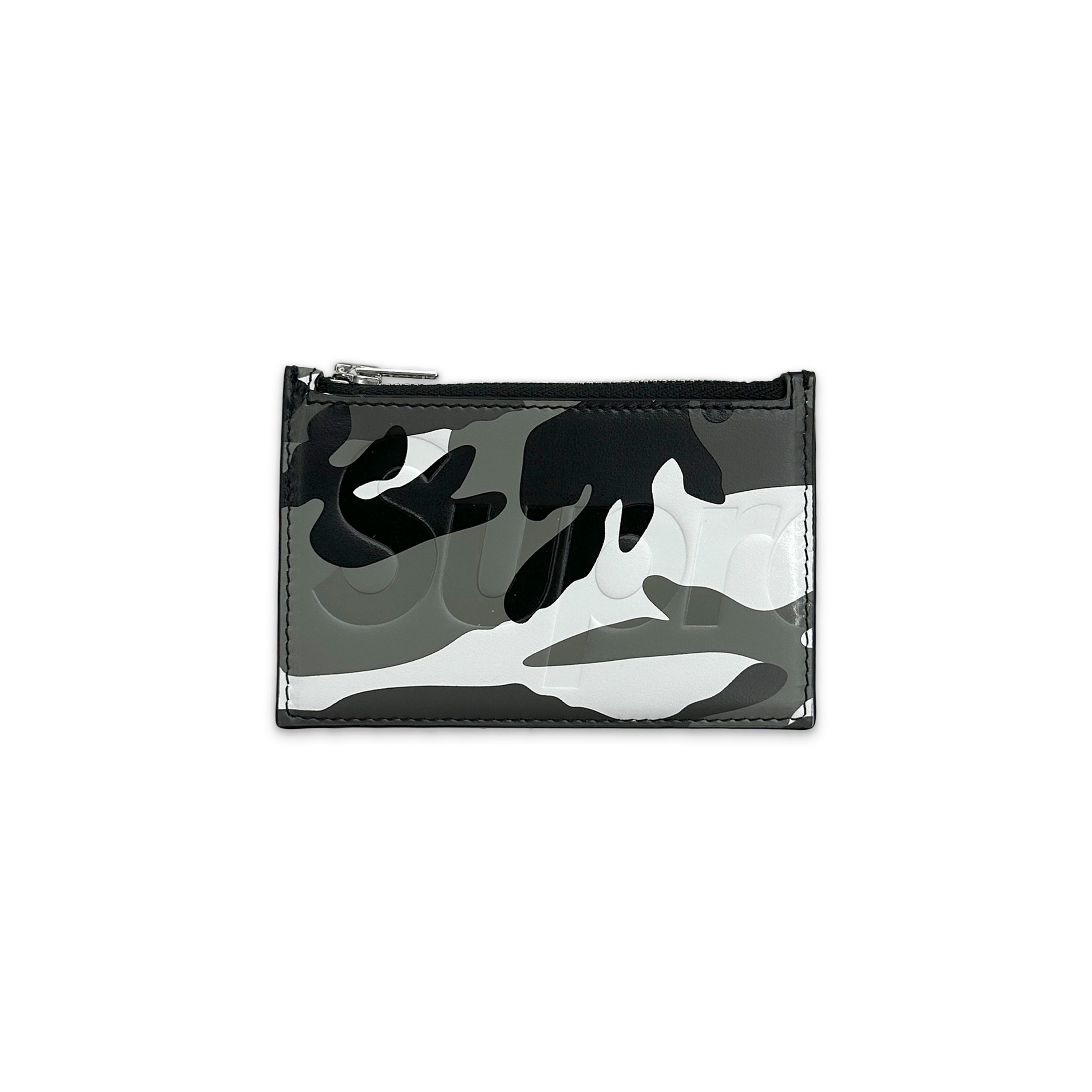 Supreme, Leather Zip Card Holder "Snow Camo"