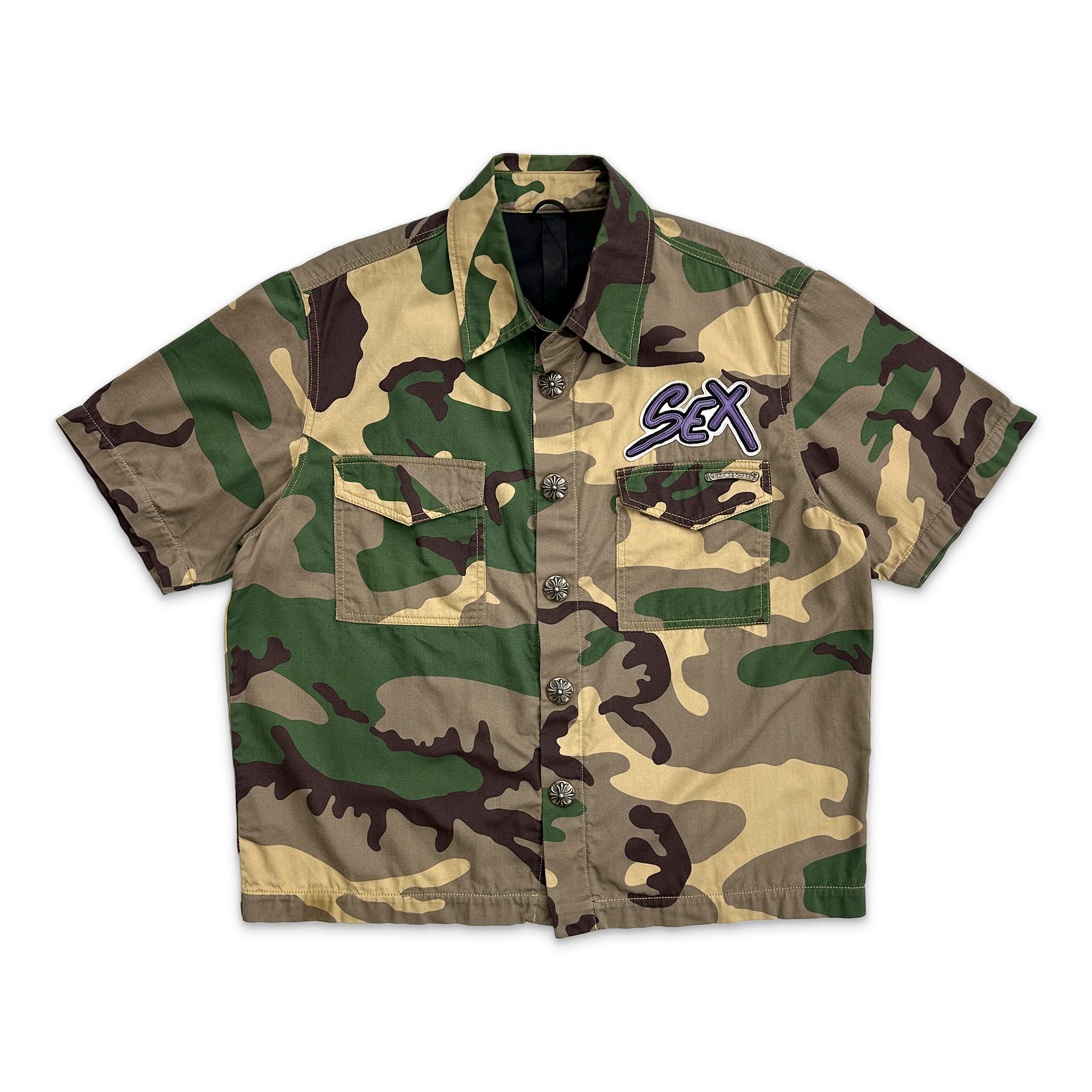 Sex Records Button Up Shirt "Green Camo"