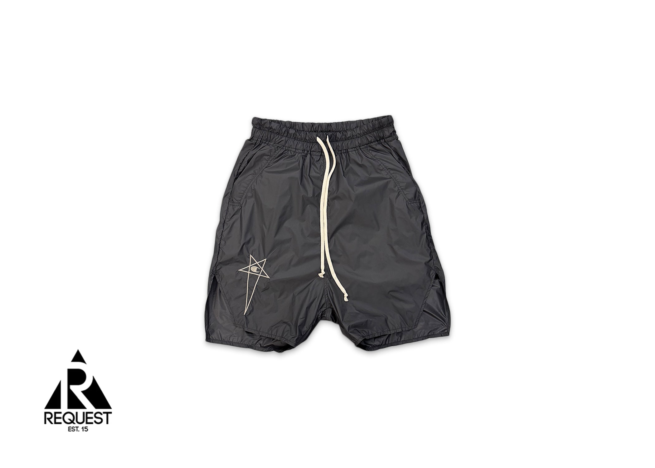 Rick Owens, x Champion Beveled Pod Shell Drawstring Shorts "Black"