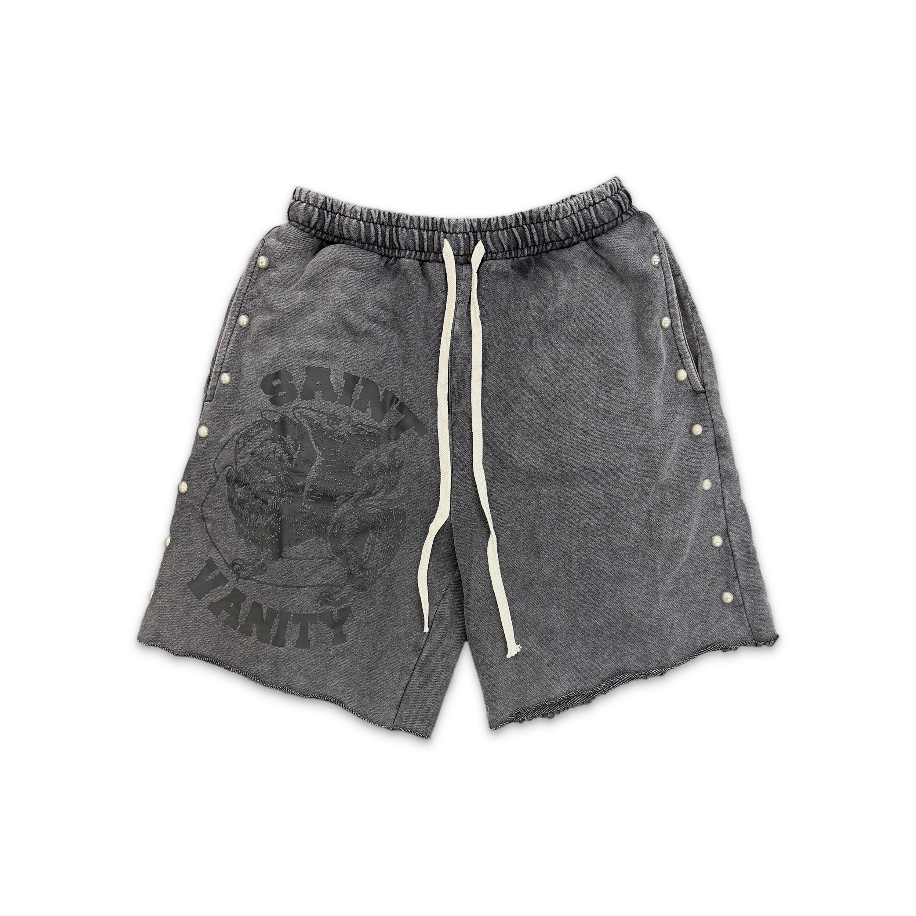 Saint Vanity, Terry Logo Shorts "Faded Black"
