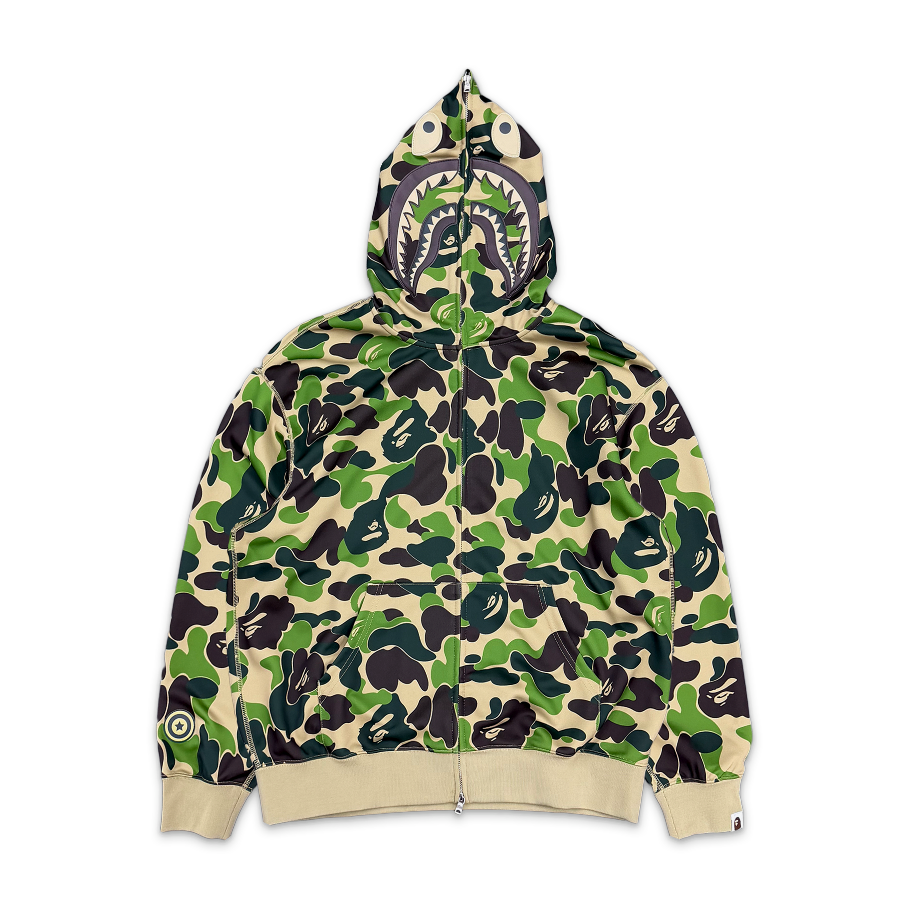 A Bathing Ape (BAPE), BAPE ABC Camo Rayon Shark Full Zip Hoodie "Green"
