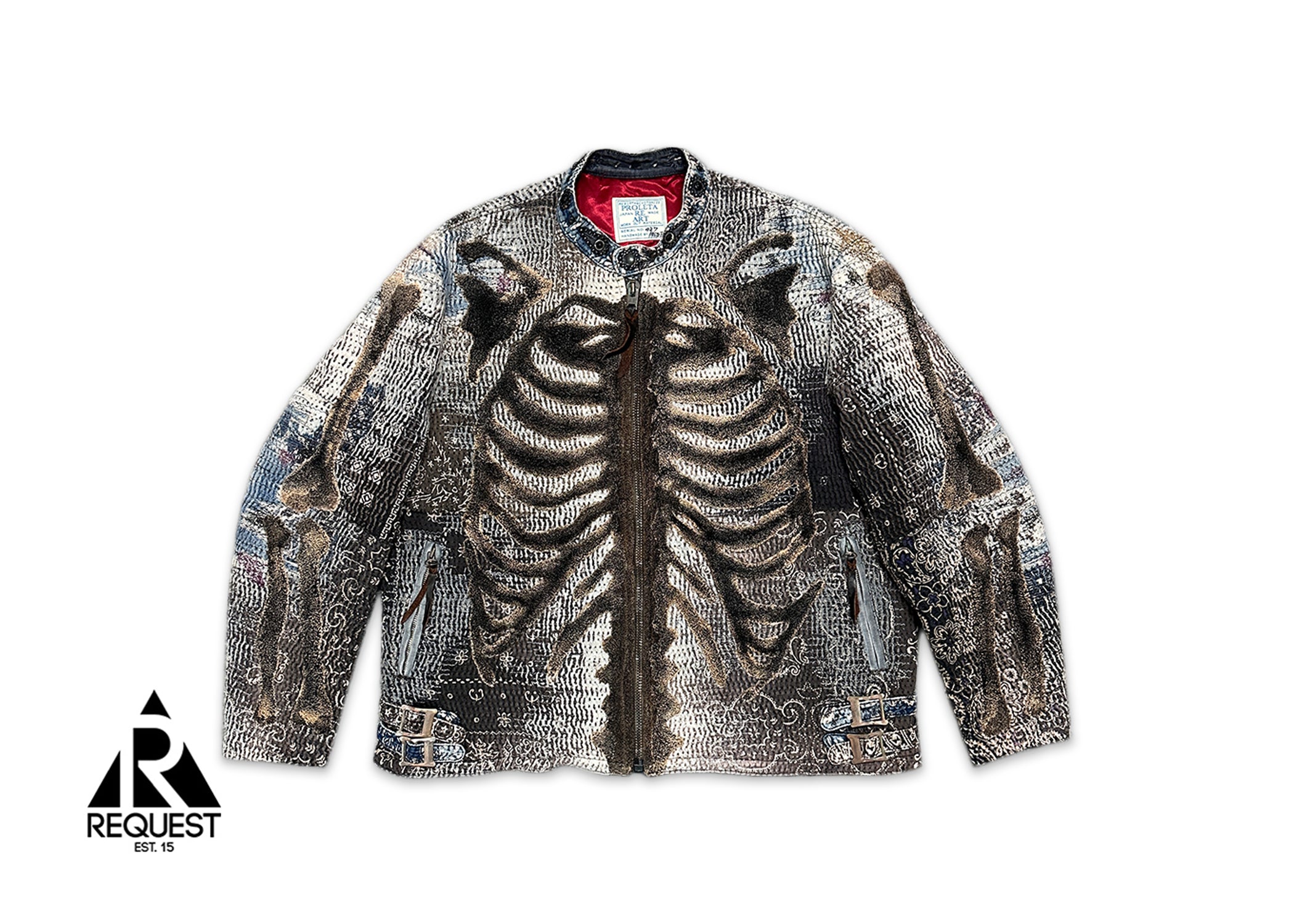 Proleta Re Art, Proleta Re Art Boro Denim Skeleton Moto Jacket "Serial 487"