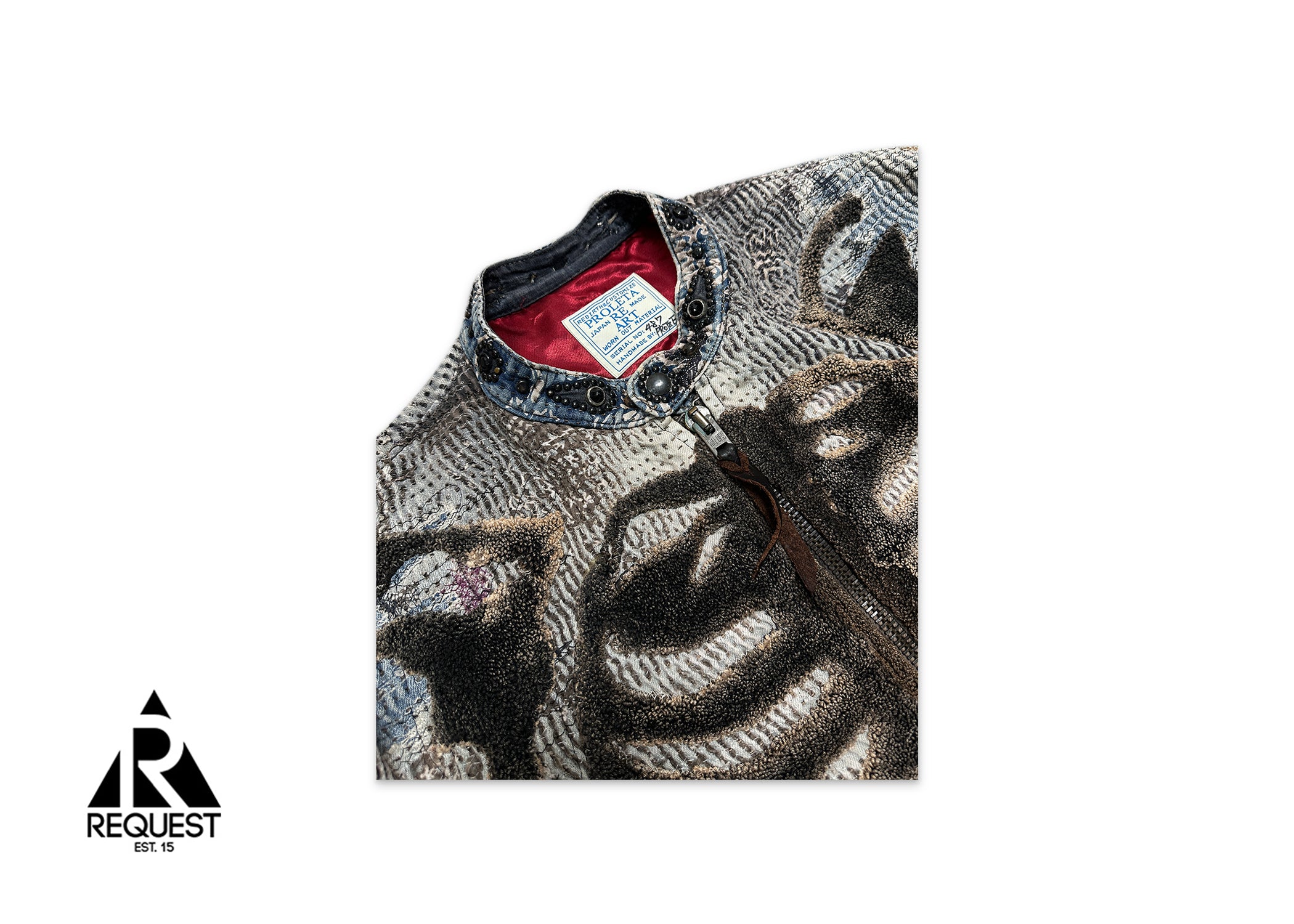 Proleta Re Art, Proleta Re Art Boro Denim Skeleton Moto Jacket "Serial 487"