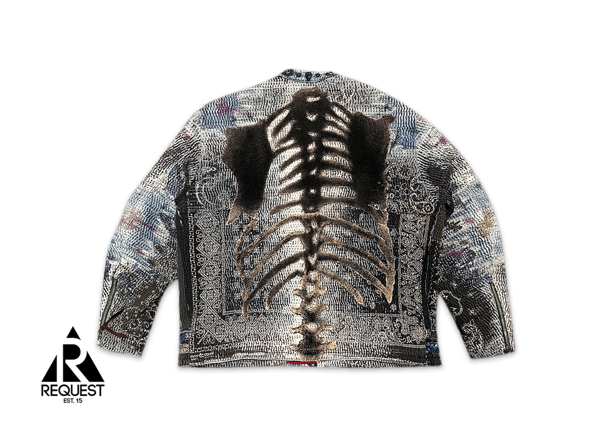 Proleta Re Art, Proleta Re Art Boro Denim Skeleton Moto Jacket "Serial 487"