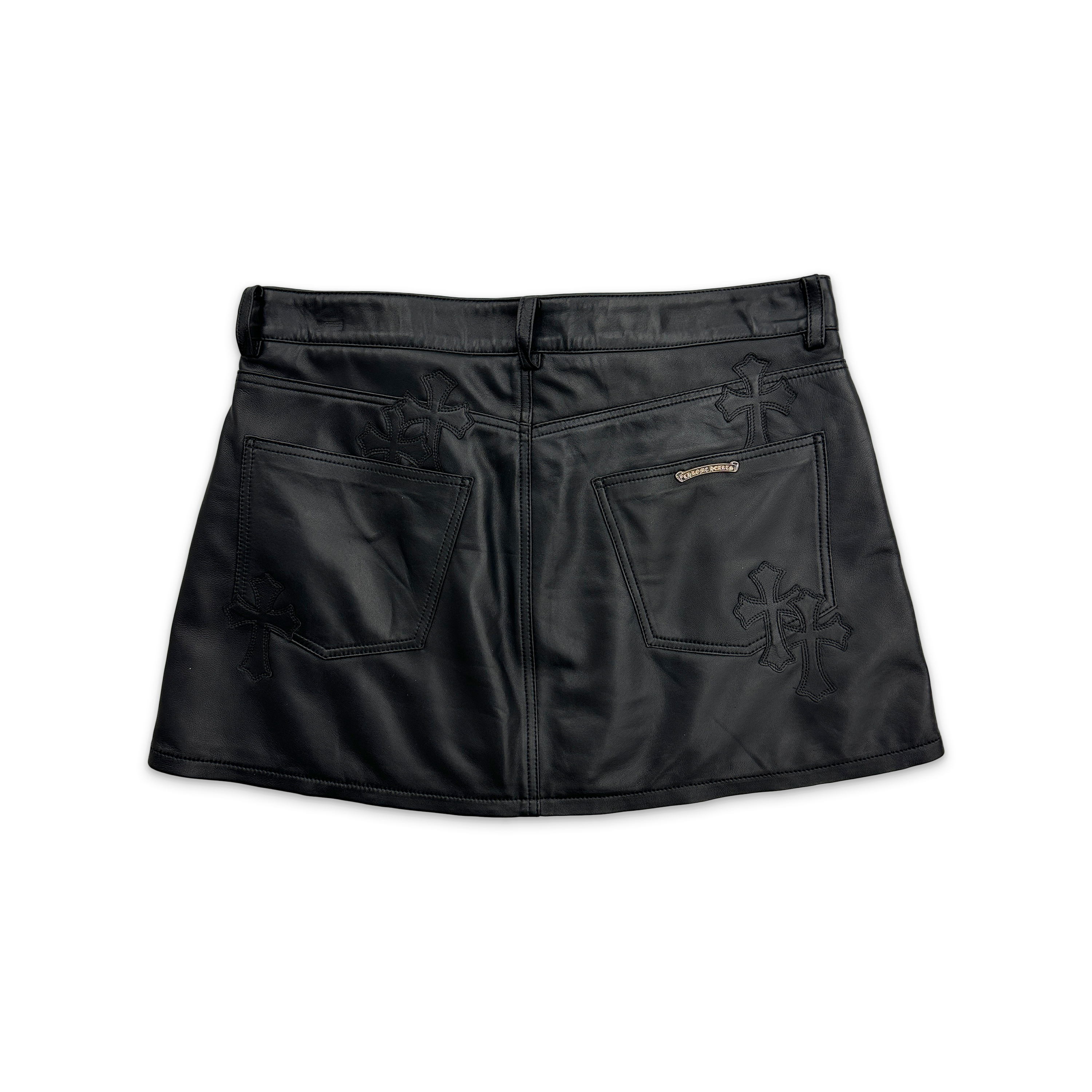 Chrome Hearts, Leather Skirt w/ Crosses "Black" (W)