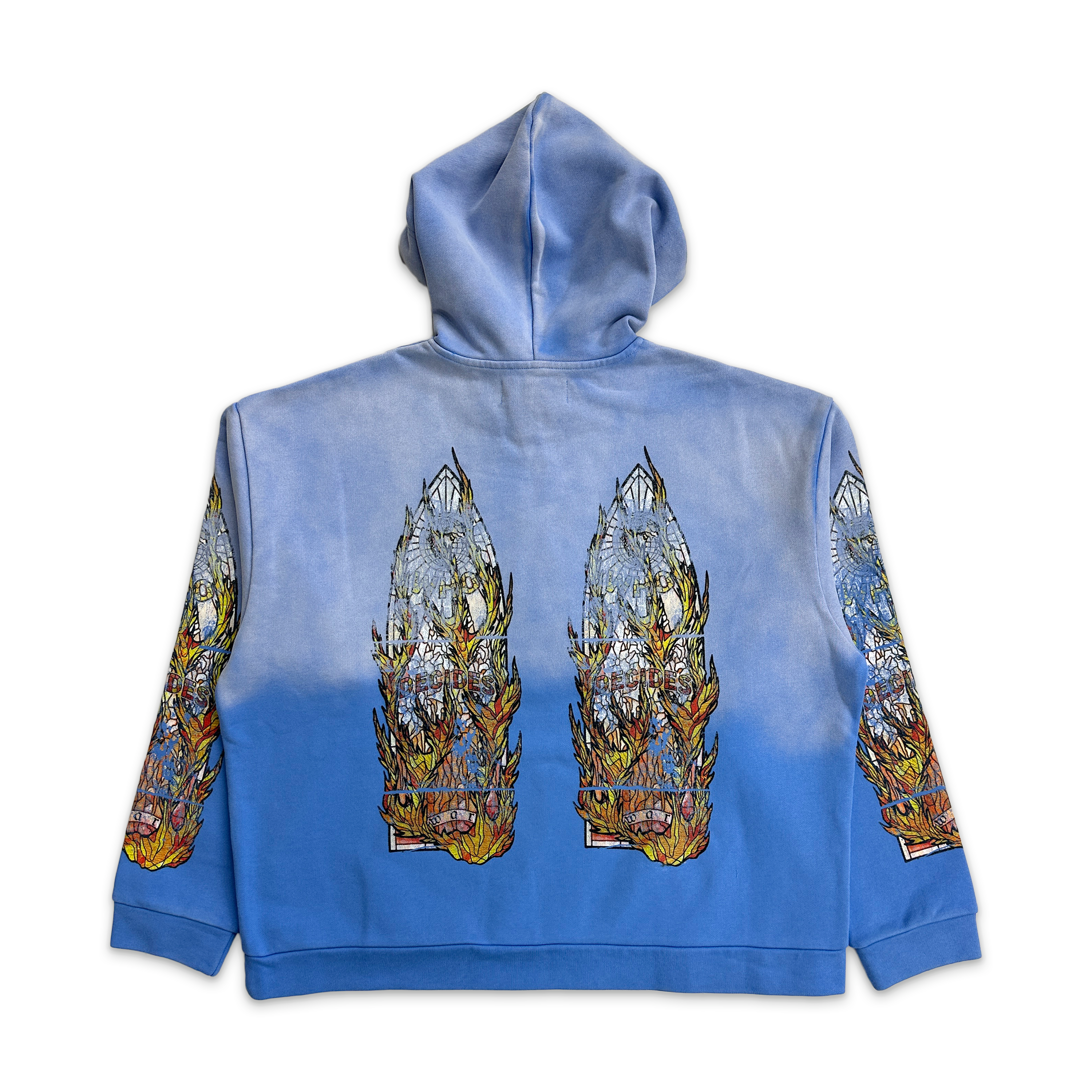 Who Decides War, Faded Flame Glass Hooded Pullover "Sky"