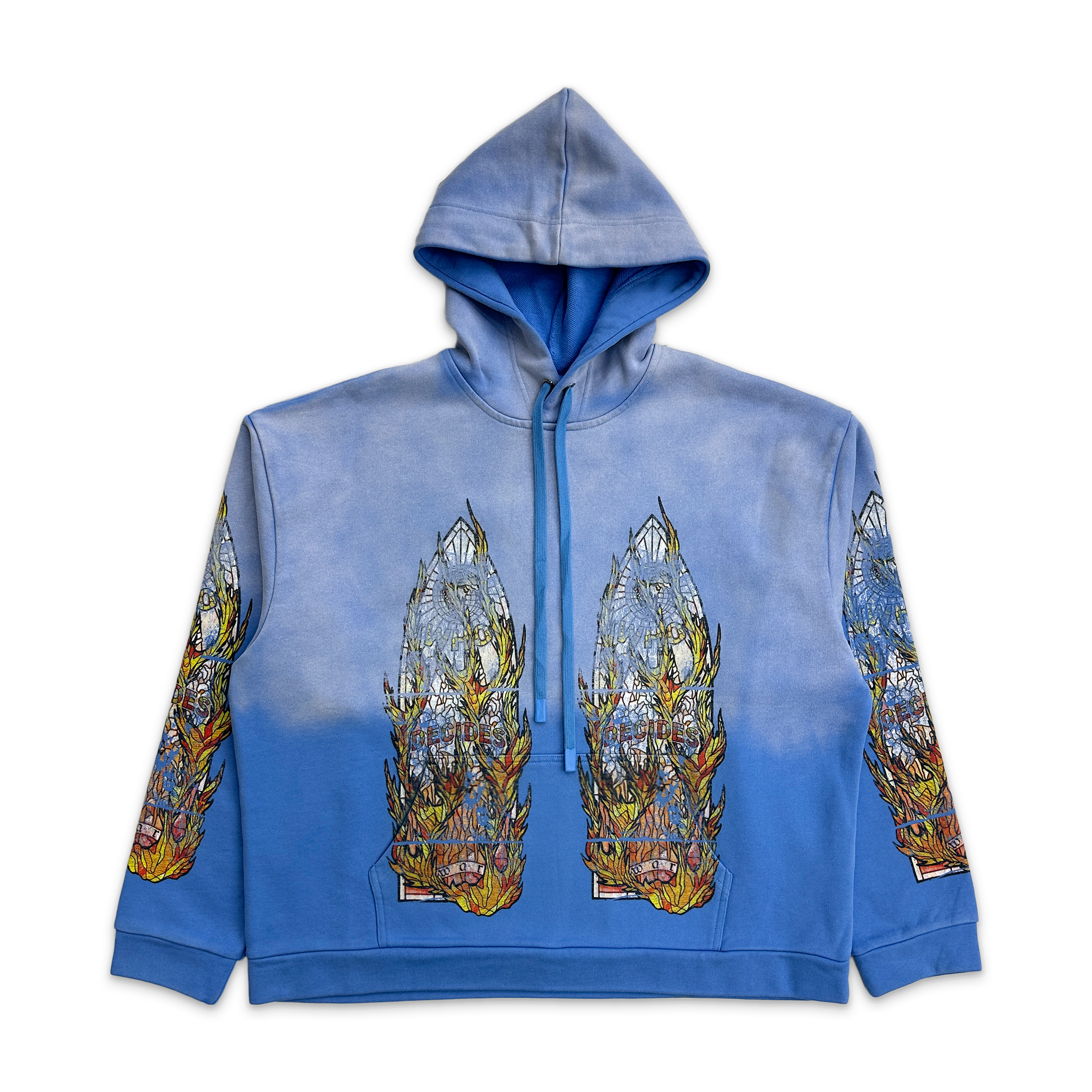 Who Decides War, Faded Flame Glass Hooded Pullover "Sky"