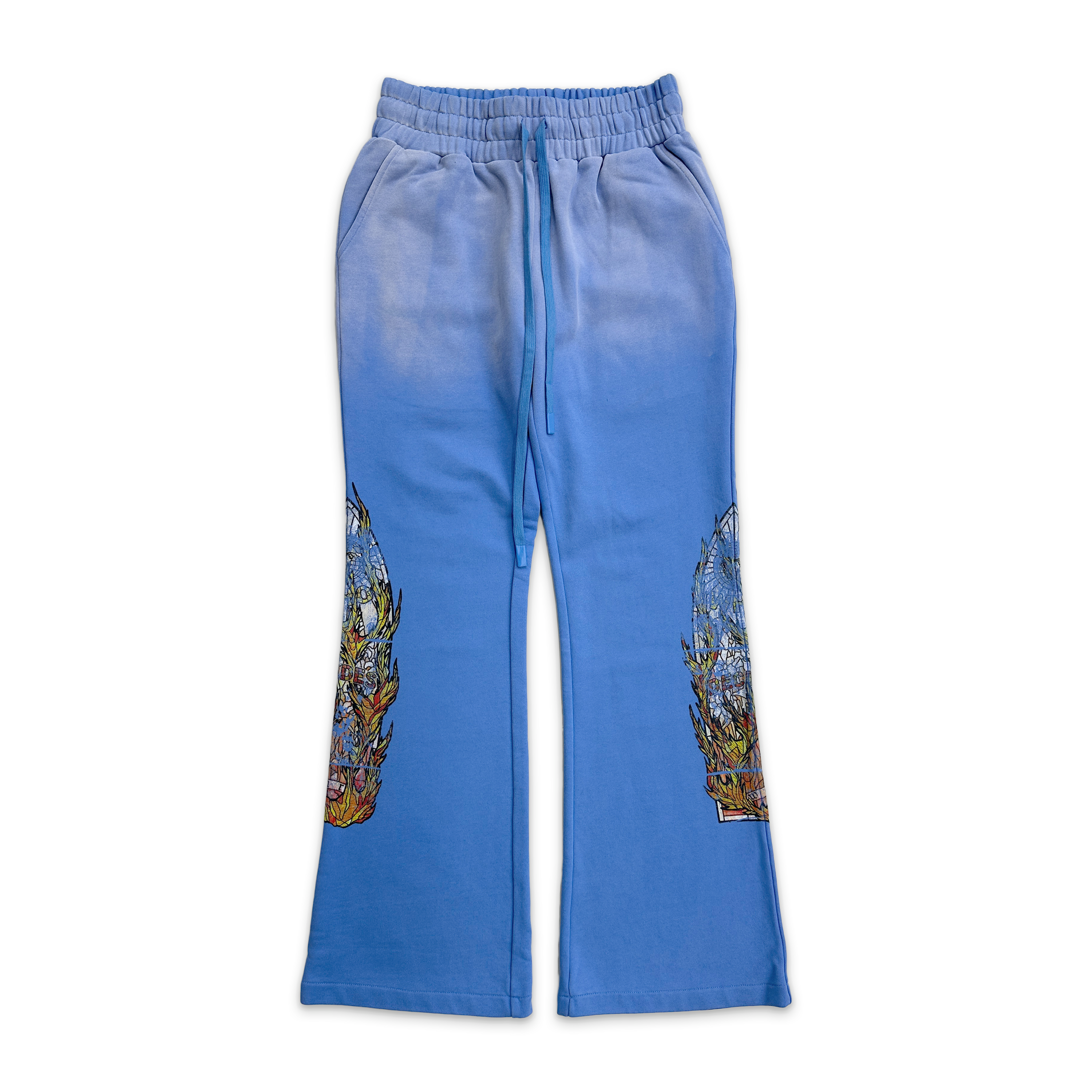 Who Decides War, Faded Flame Glass Sweatpants "Sky"
