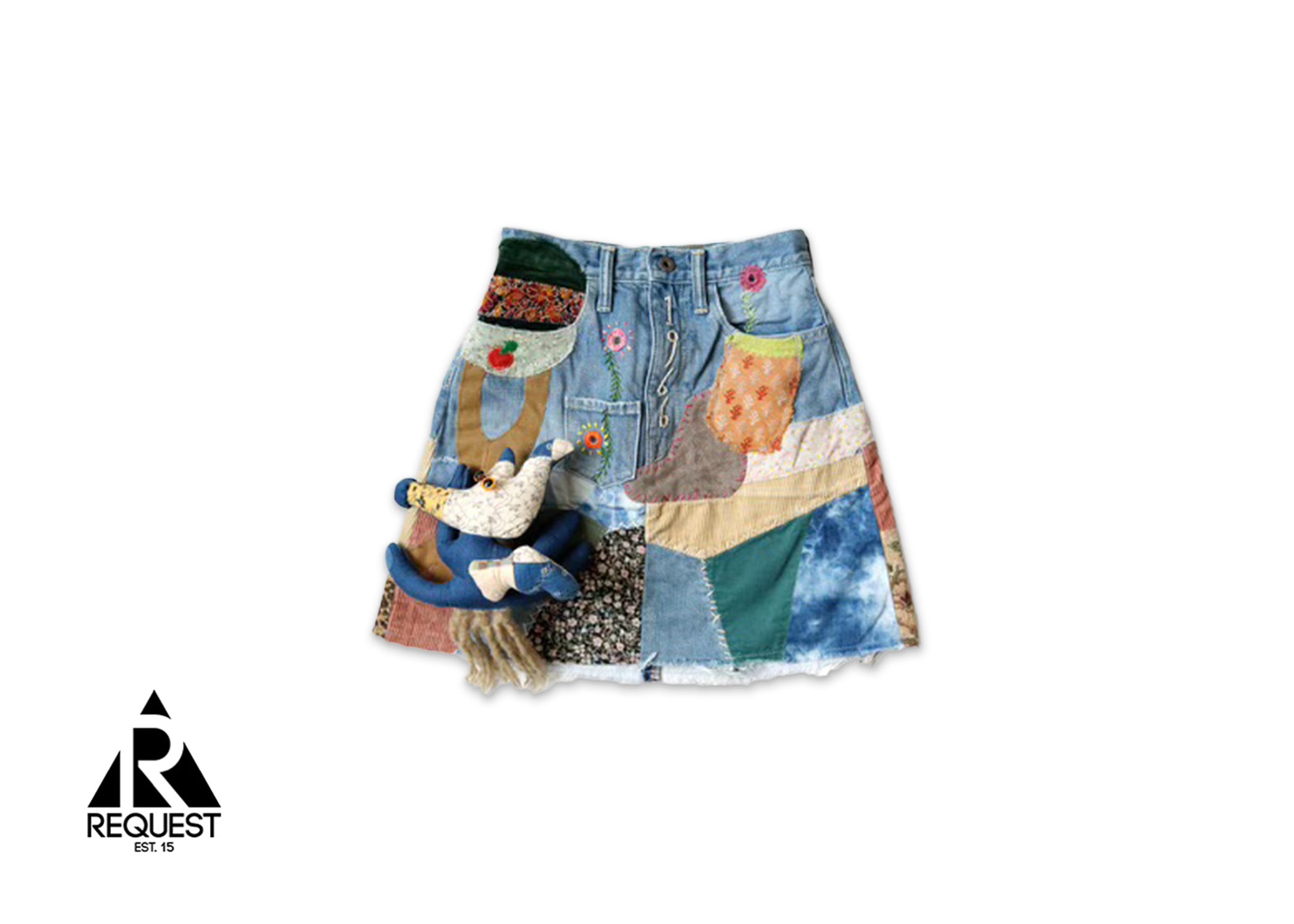 Kapital 14oz Denim Patchwork Skirt “Indigo Wash"