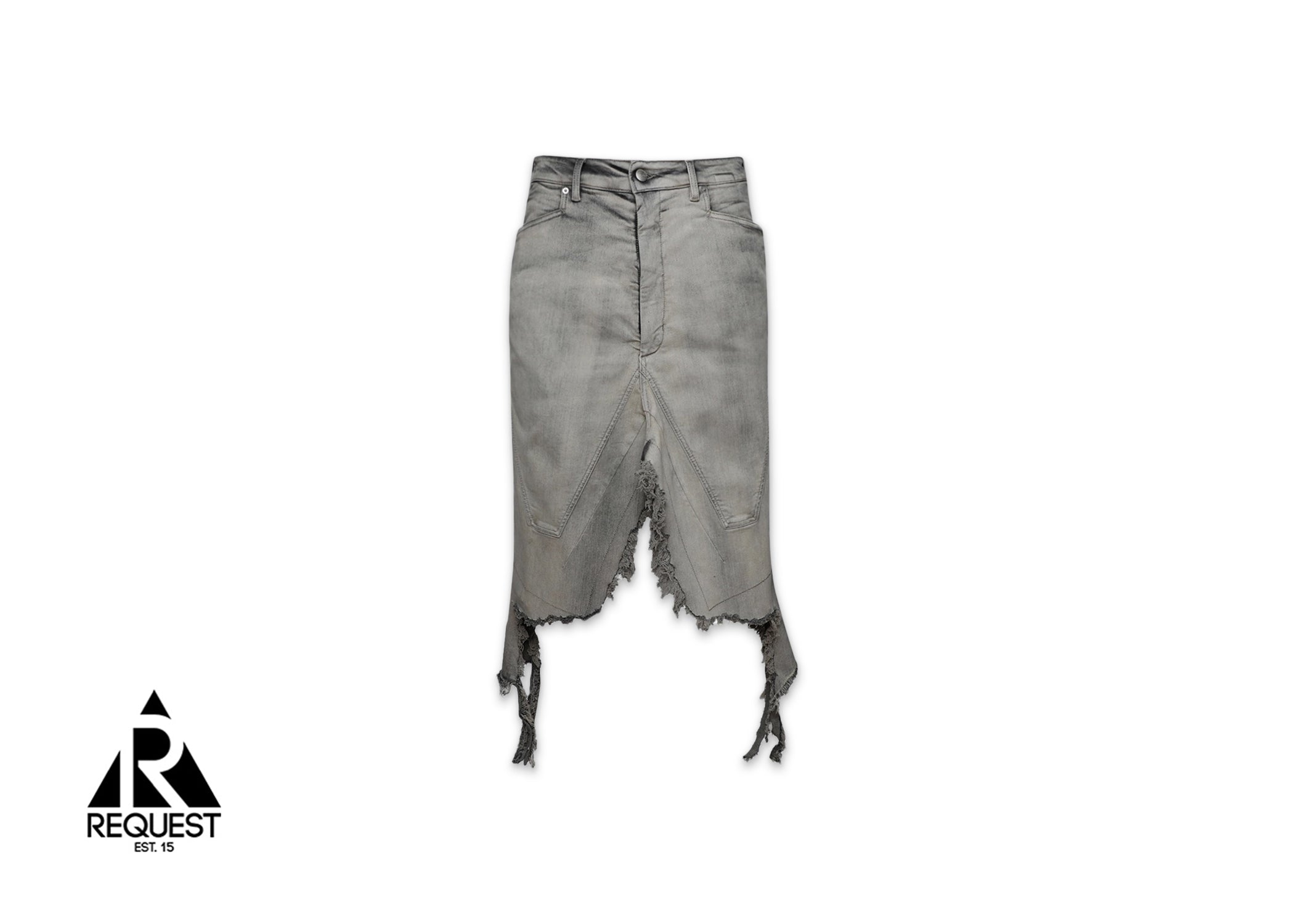 Denim Silvered Skirt "Mineral Fringed"