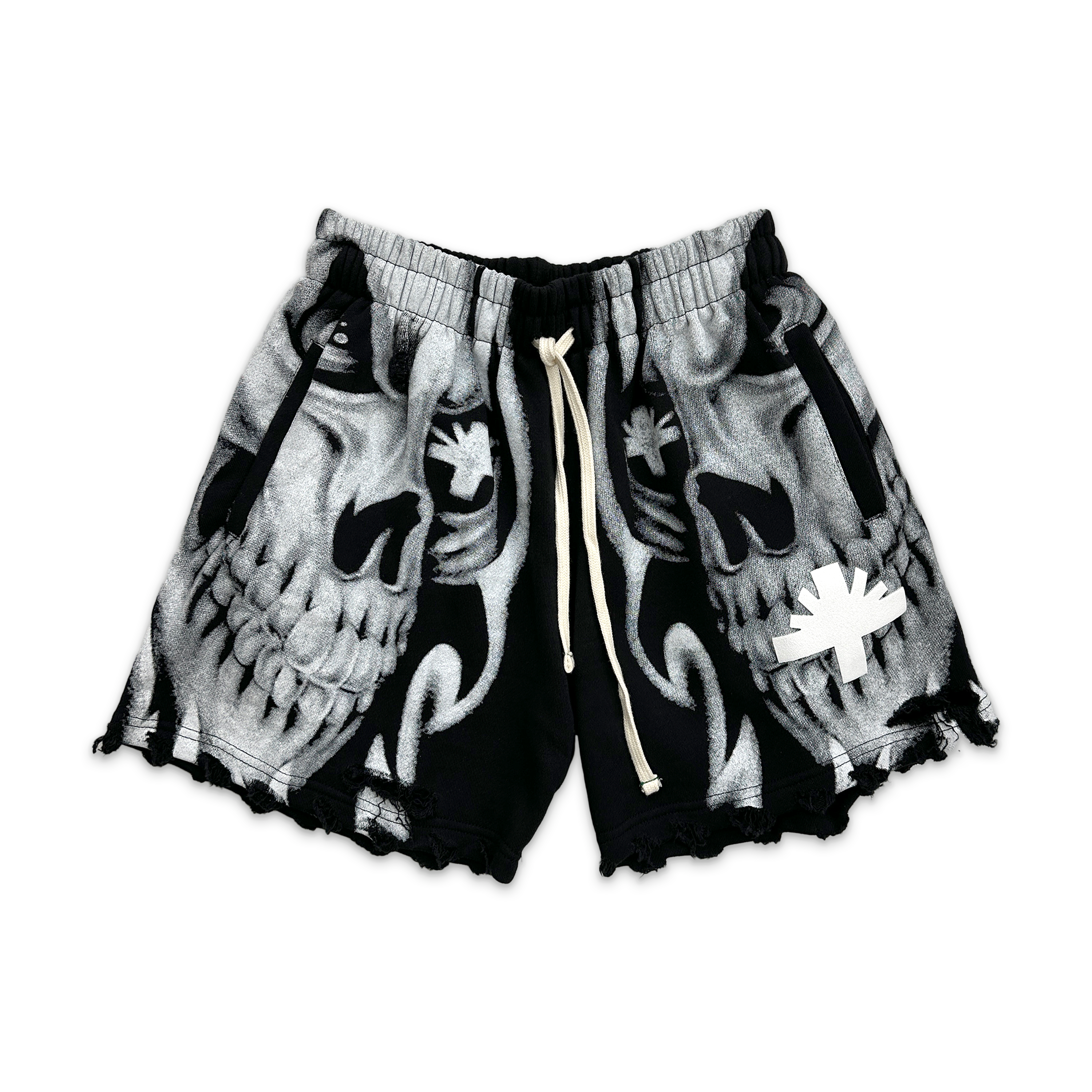 Vertabrae, Skull Face Shorts "Black/White"