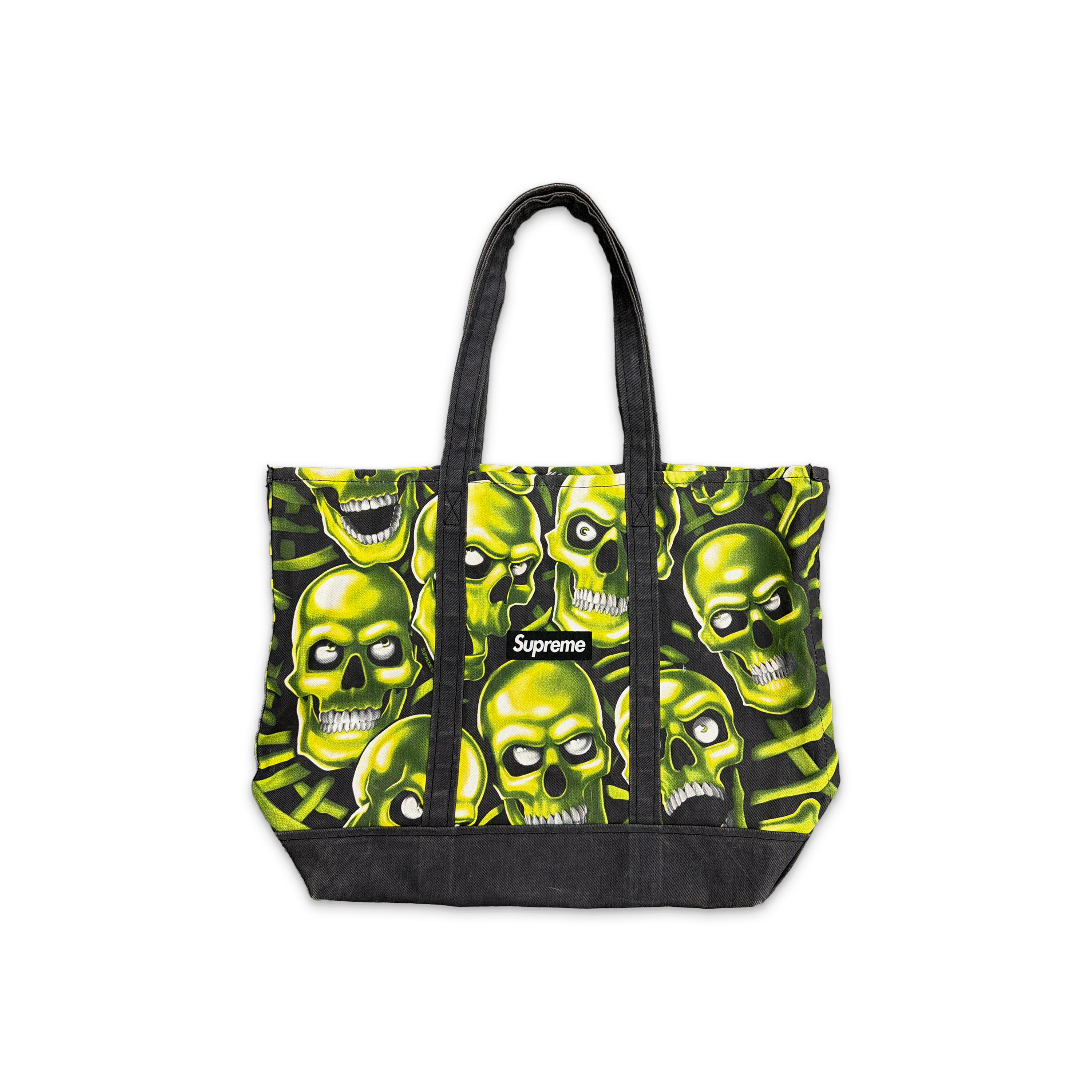 Skull Pile Denim Tote "Black"