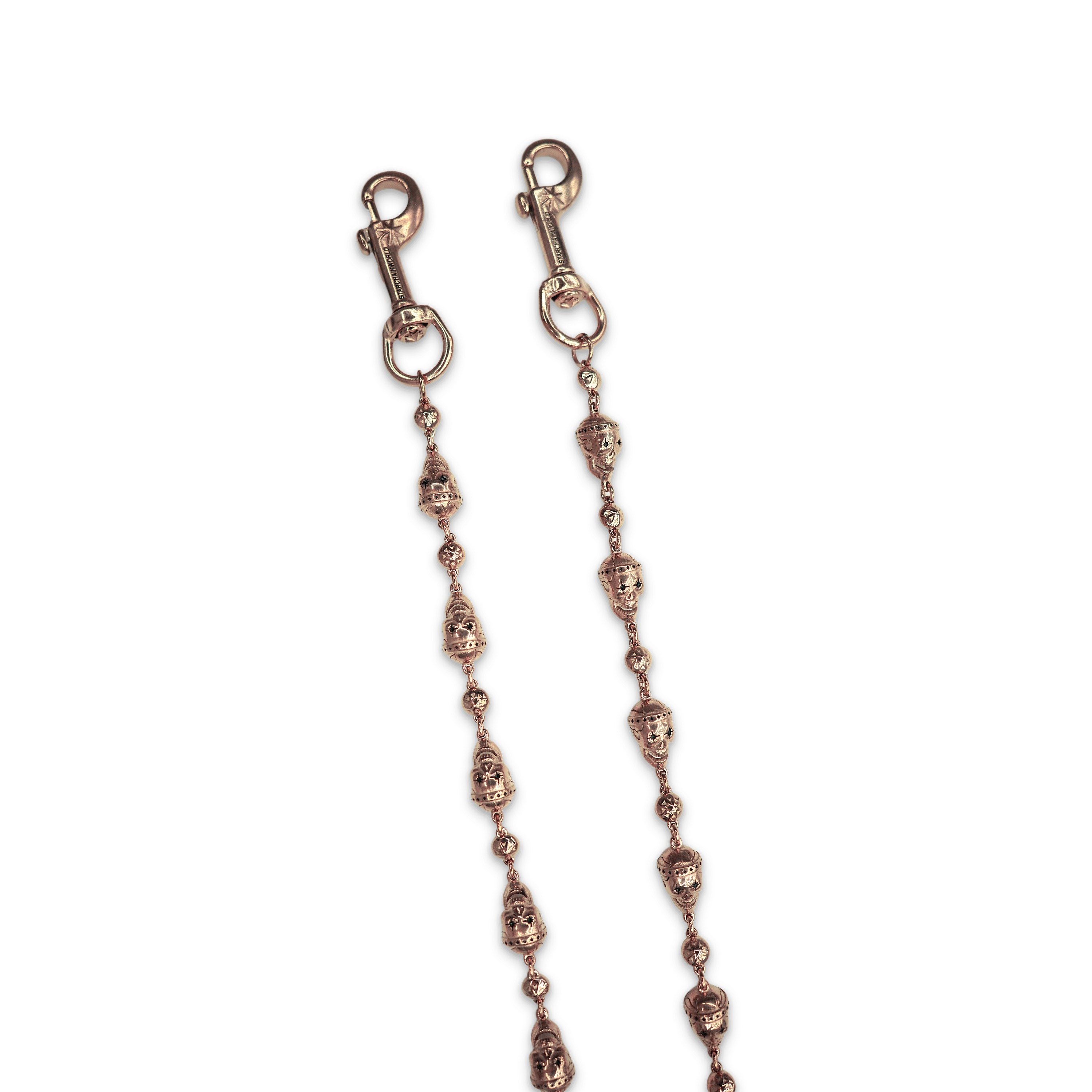 Starchain World, Rose Gold Skull Wallet Chain - No Stones