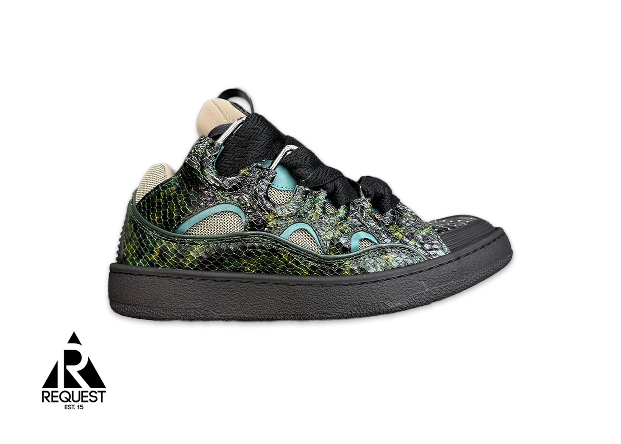 Lanvin, Curb Sneaker "Green Black Snakeskin"