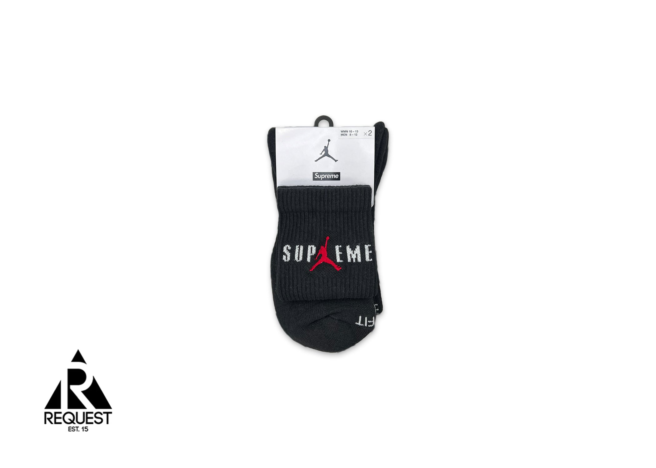 Supreme, Jordan Crew Socks (2 Pack) "Black"