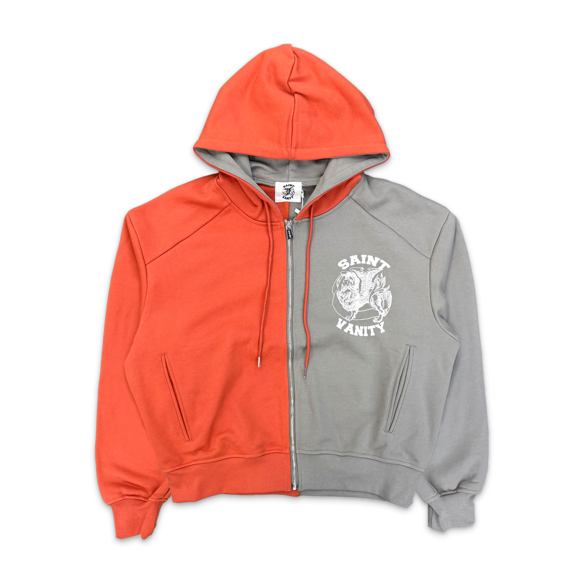 What The Saint Zip Up Hoodie “Red/Grey"