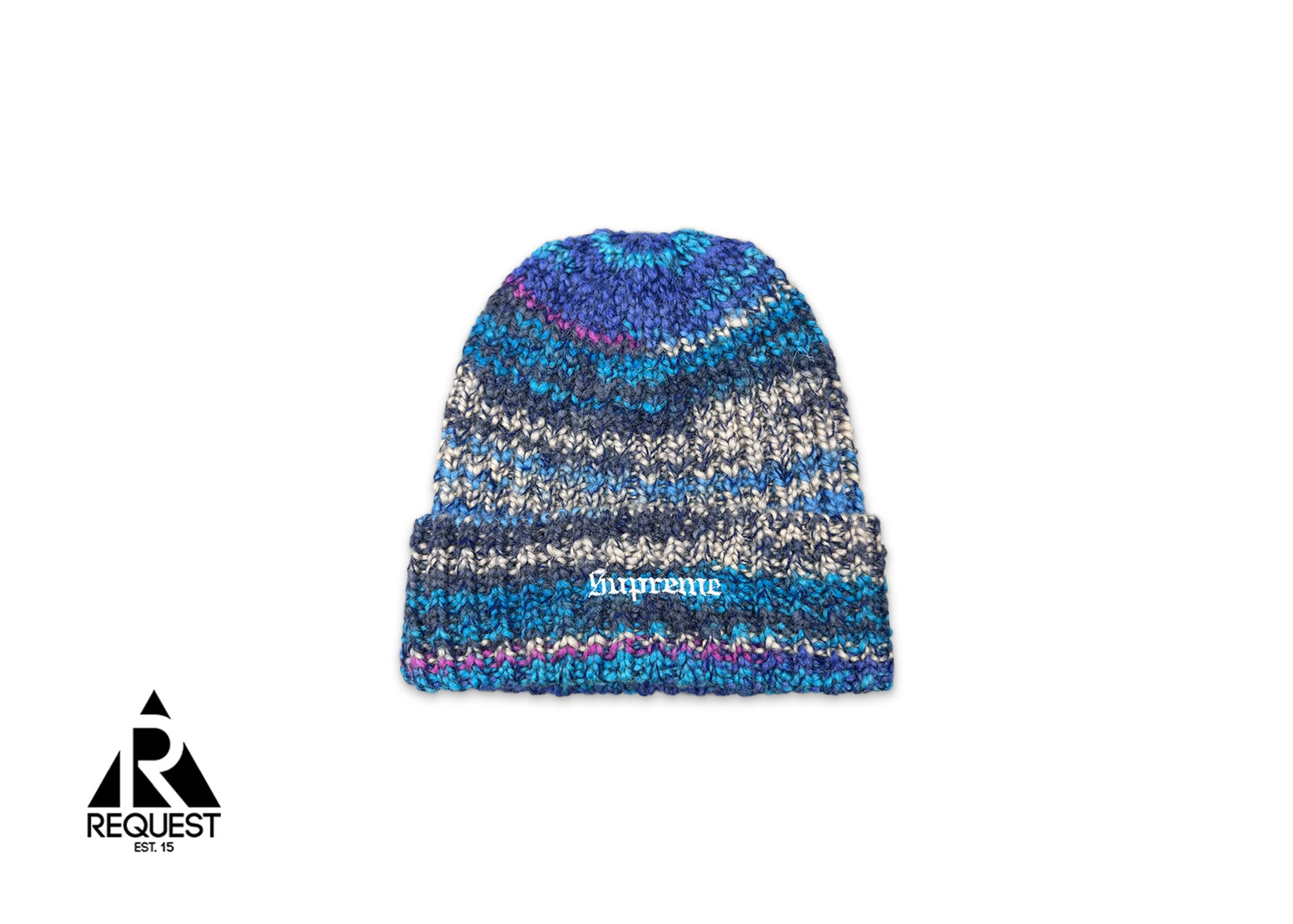 Supreme, Space Dye Stripe Beanie "Blue"