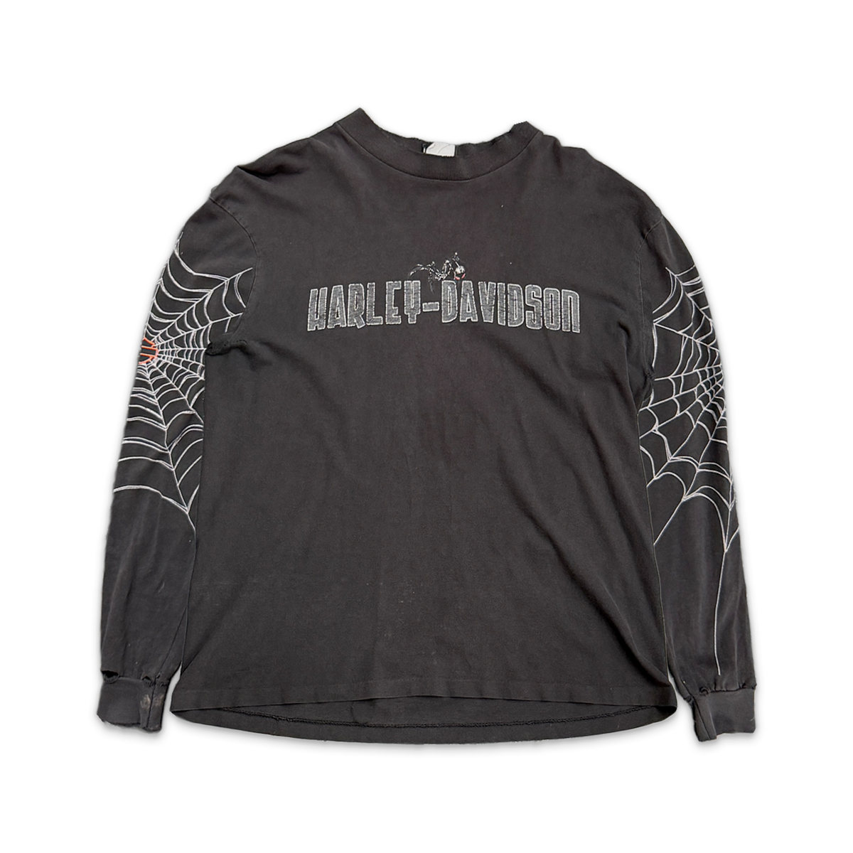 Harley Spider Web L/S Tee "Faded Black"