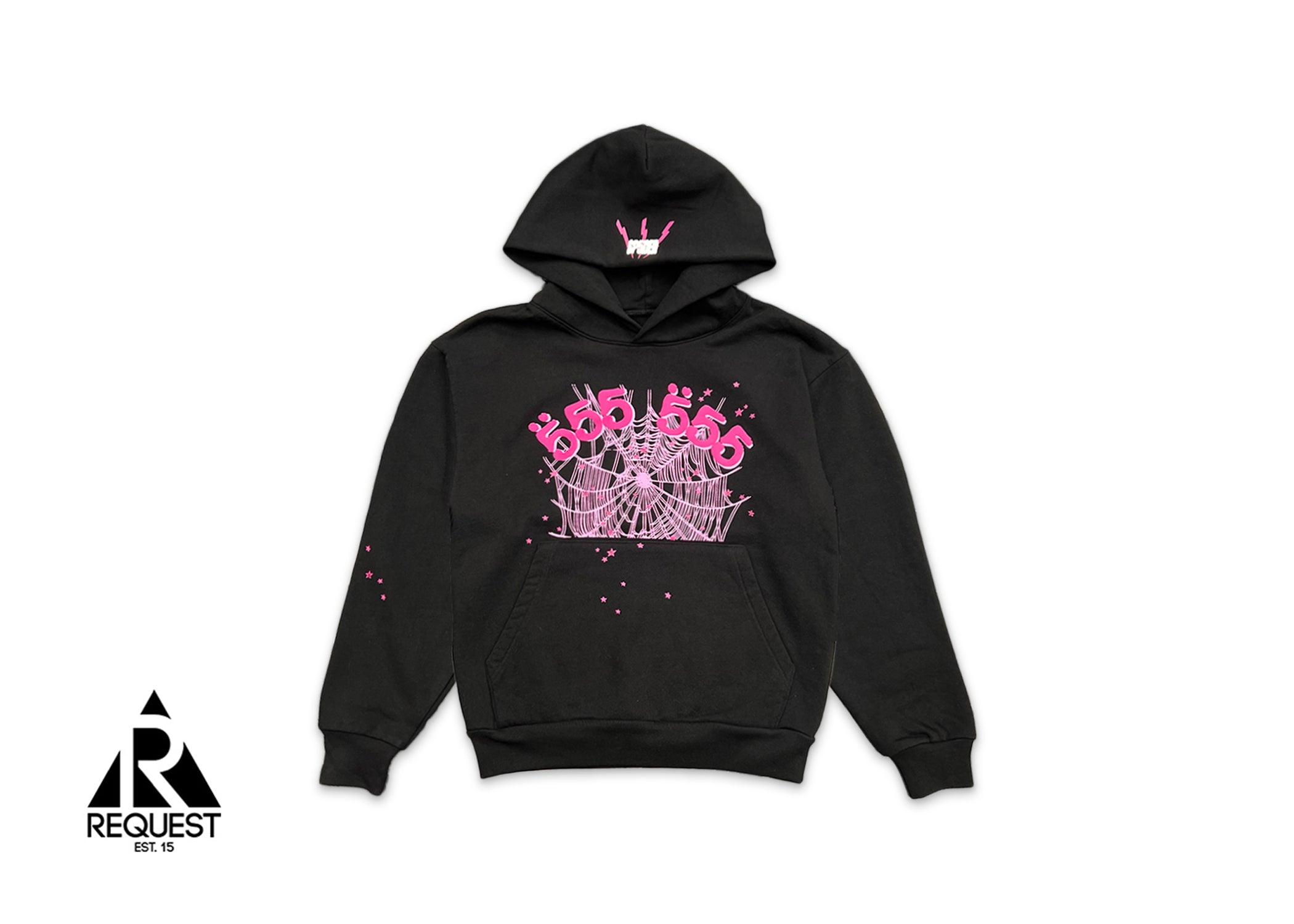 Sp5der, Angel Number Hoodie "Black/Pink"