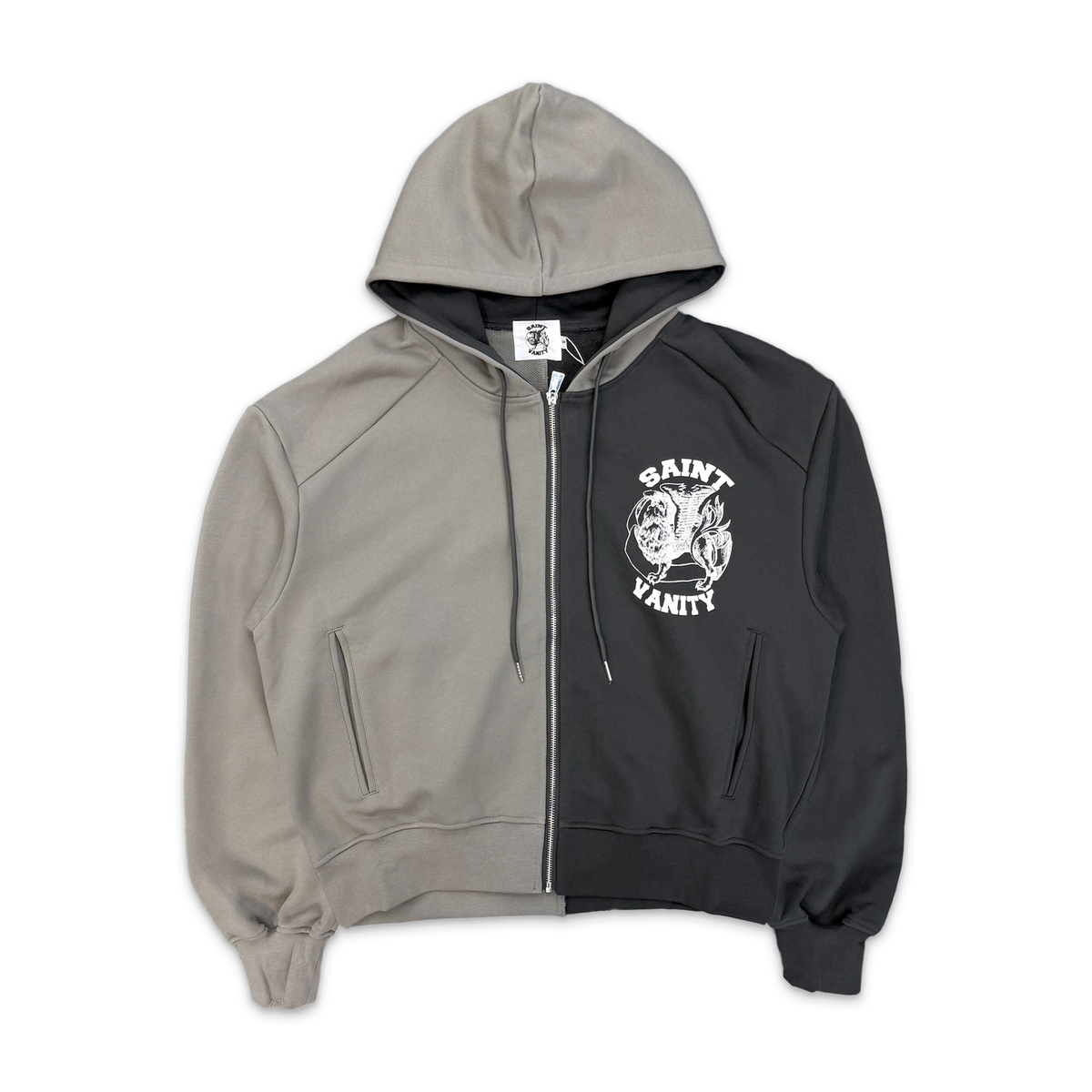 What The Saint Zip Up Hoodie “Grey/Black"