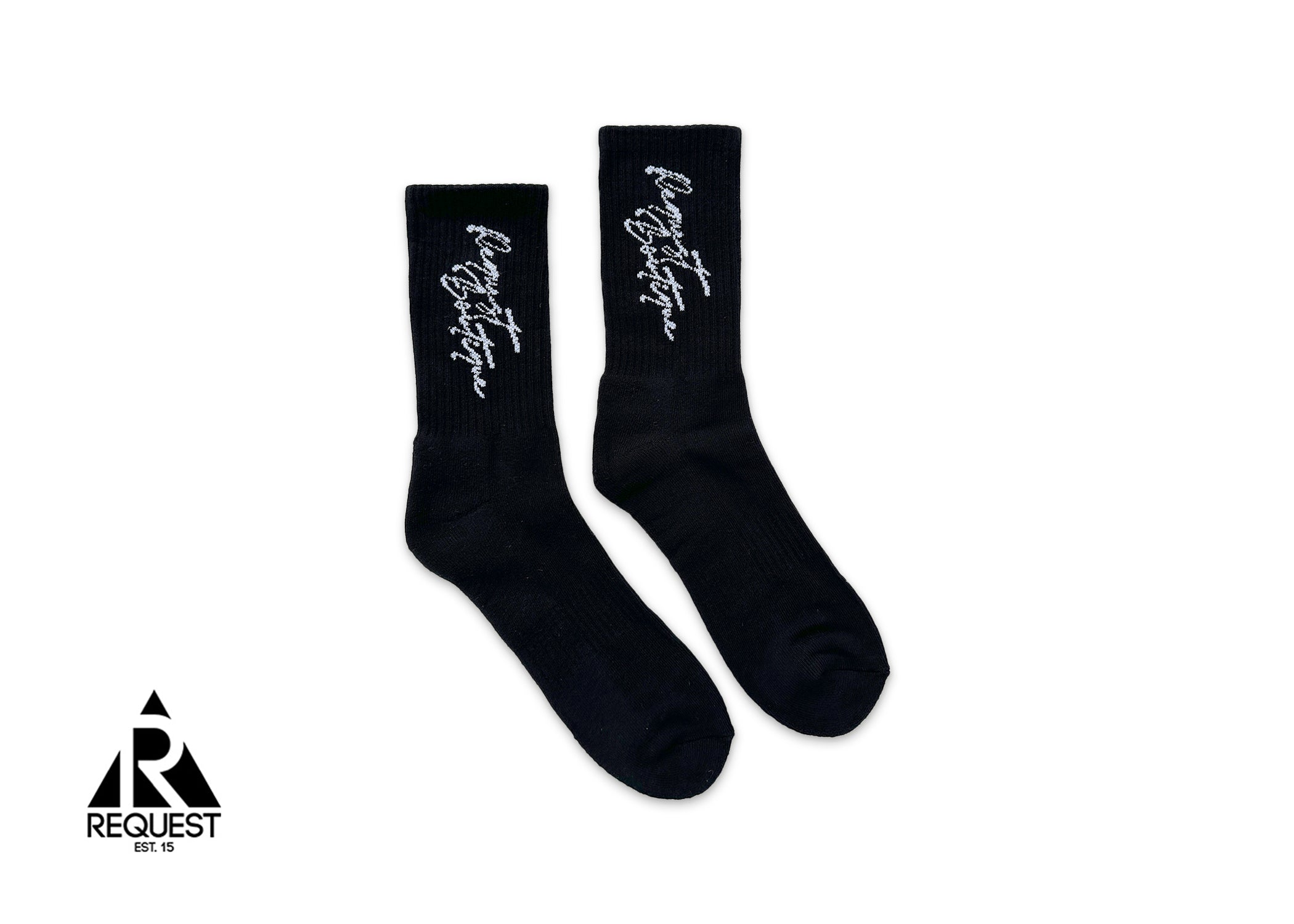 Request Vertical Script Socks "Metallic Silver"