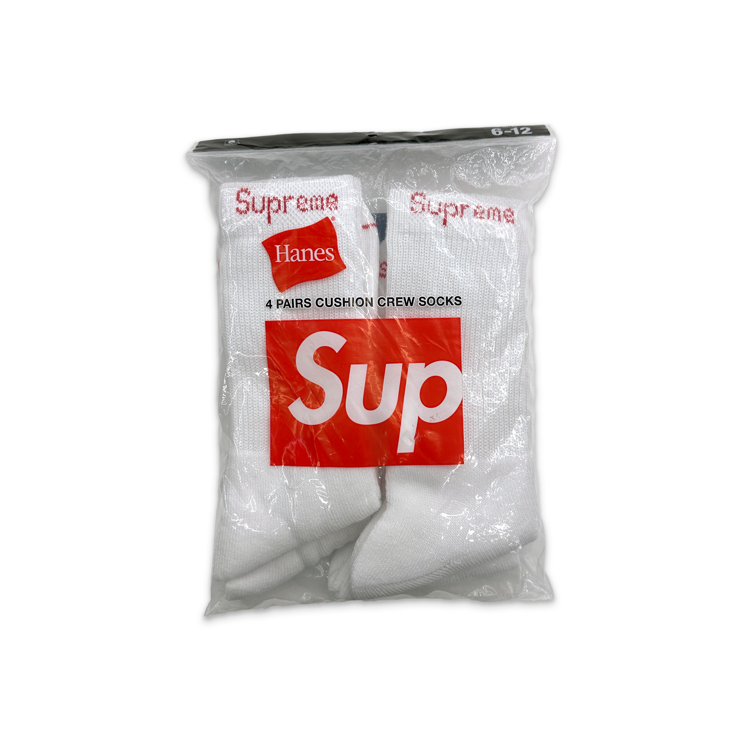 Supreme, Hanes Crew Socks (4 Pack) "White"