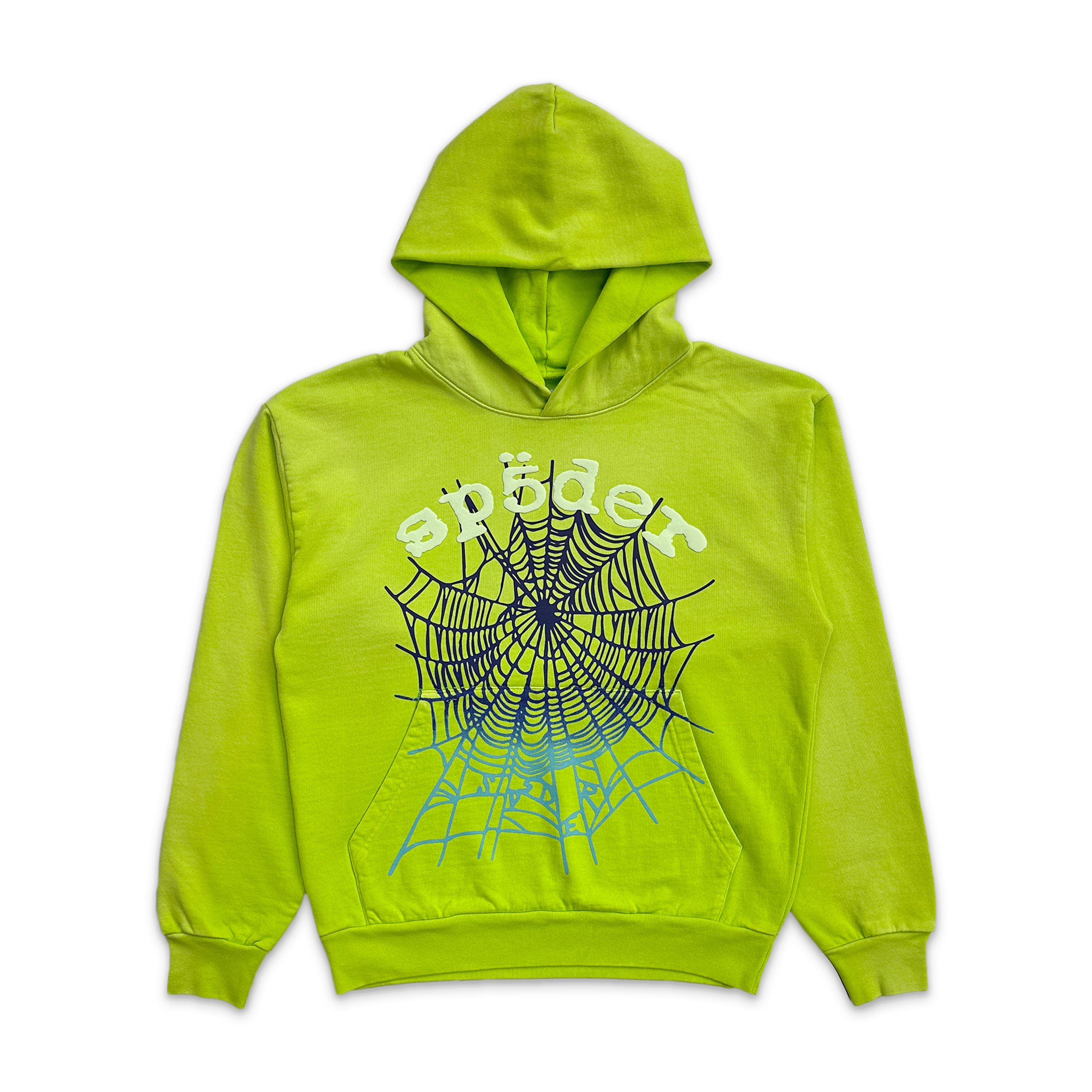 Sp5der, OG Web V2 Gradient Hoodie “Acid Green"