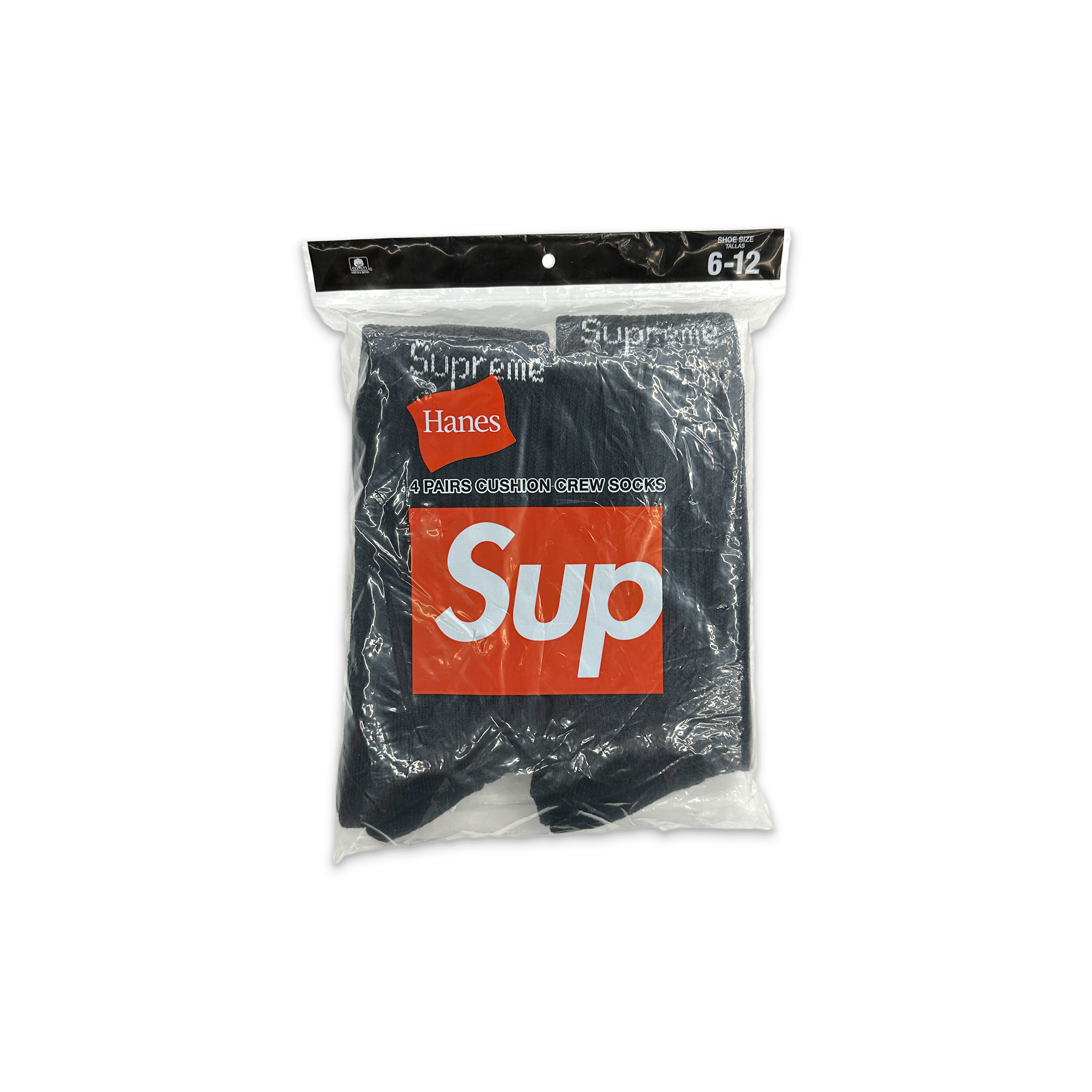 Supreme, Hanes Crew Socks (4 Pack) "Black"