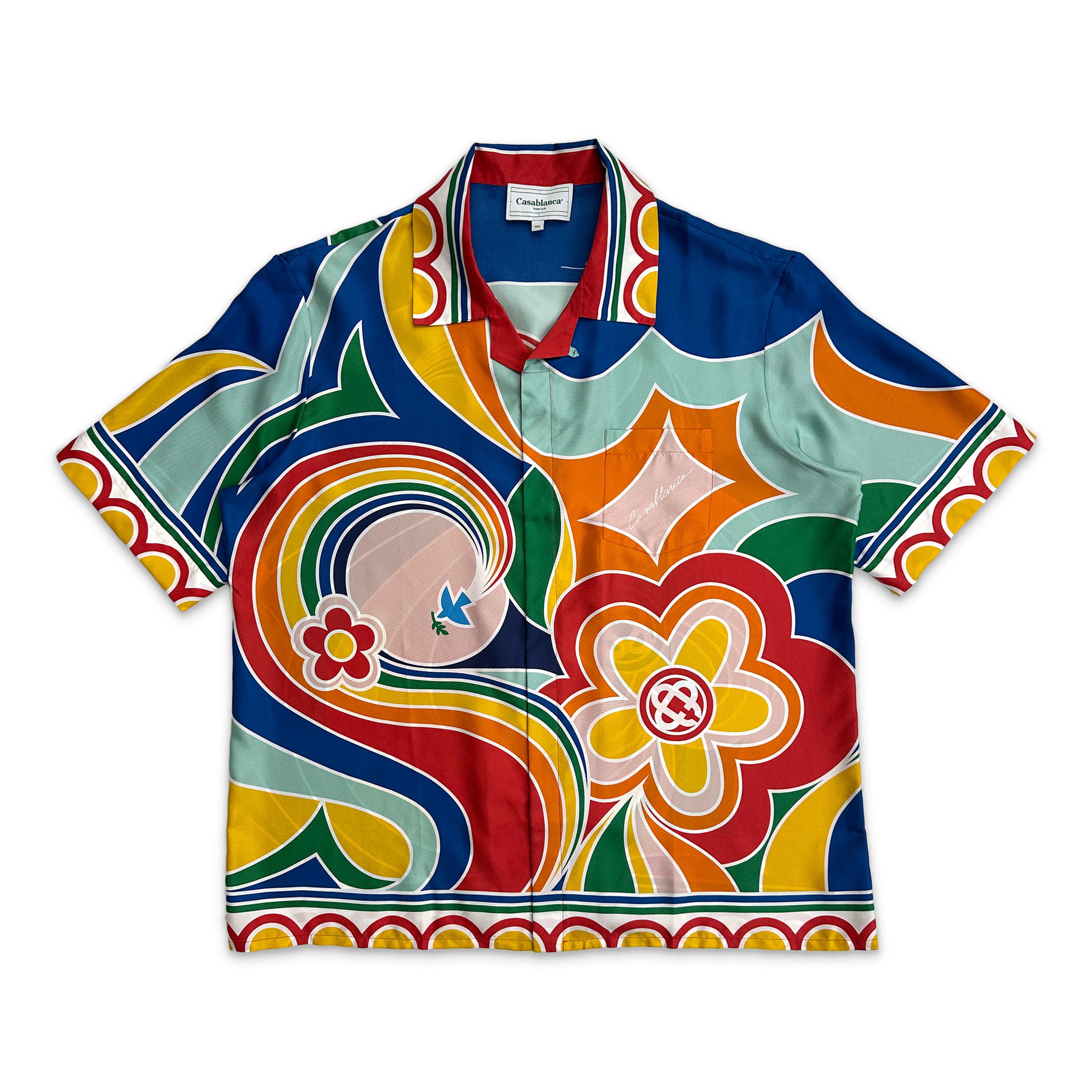 Casablanca, Silk Twill Cuban Collar S/S Button Up "Le Pouvoir Des Fleures"