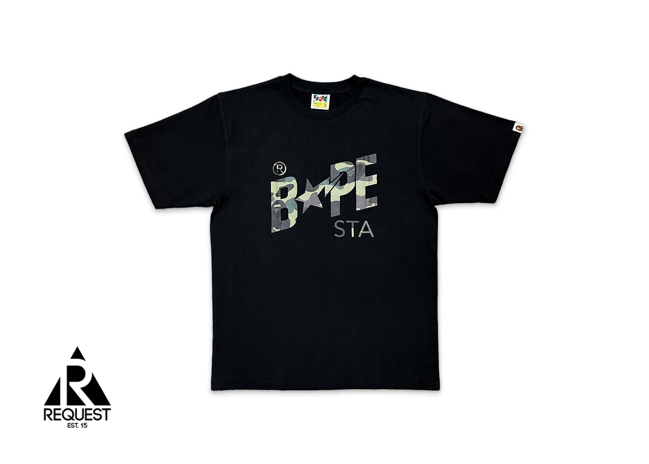 A Bathing Ape (BAPE), Green 1st Camo STA Logo Tee "Black"