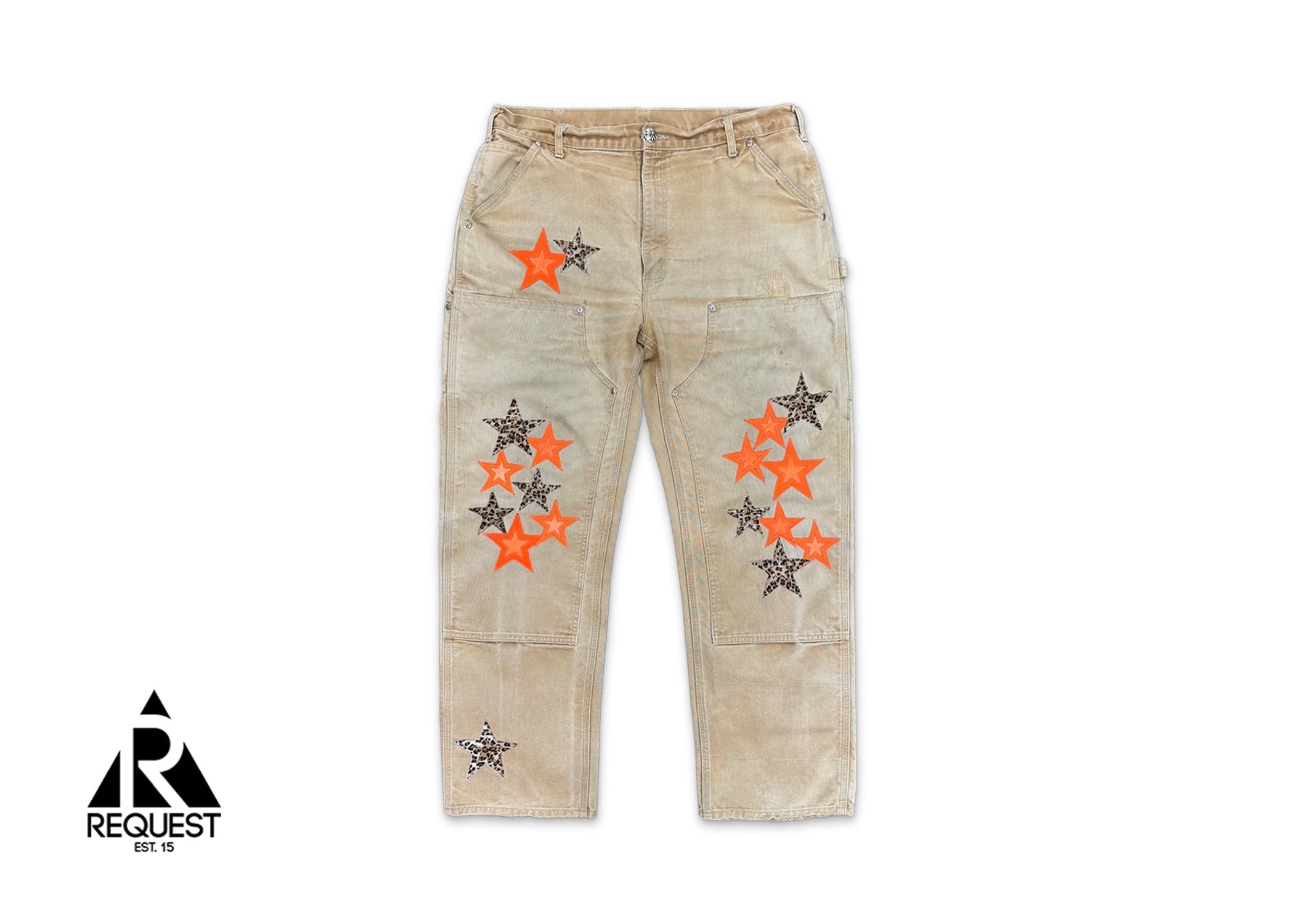 Chrome Hearts, Las Vegas Exclusive Orange & Cheetah Star Double Knee Carpenter Pants "Khaki"