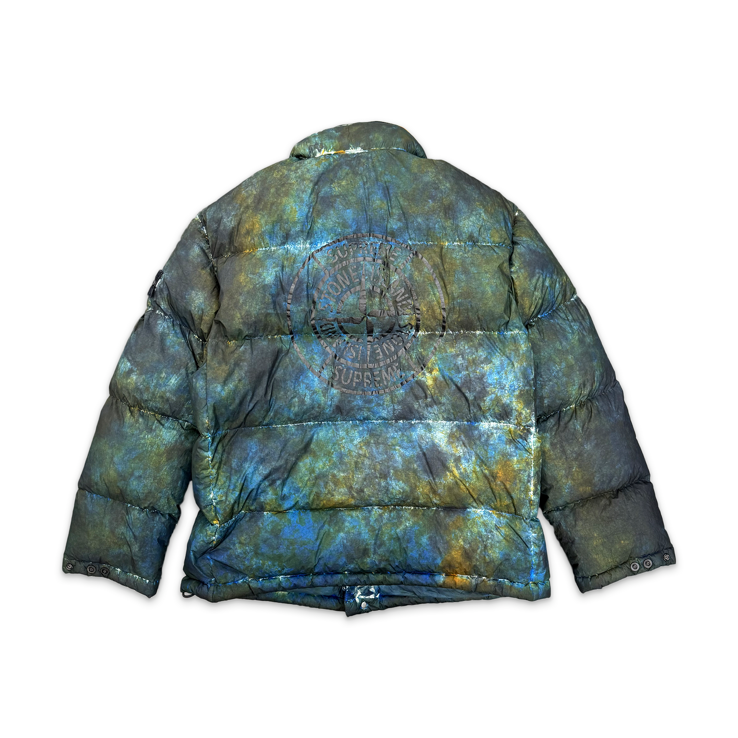 x Stone Island Painted Camo Crinkle Down Jacket "Dark Teal"