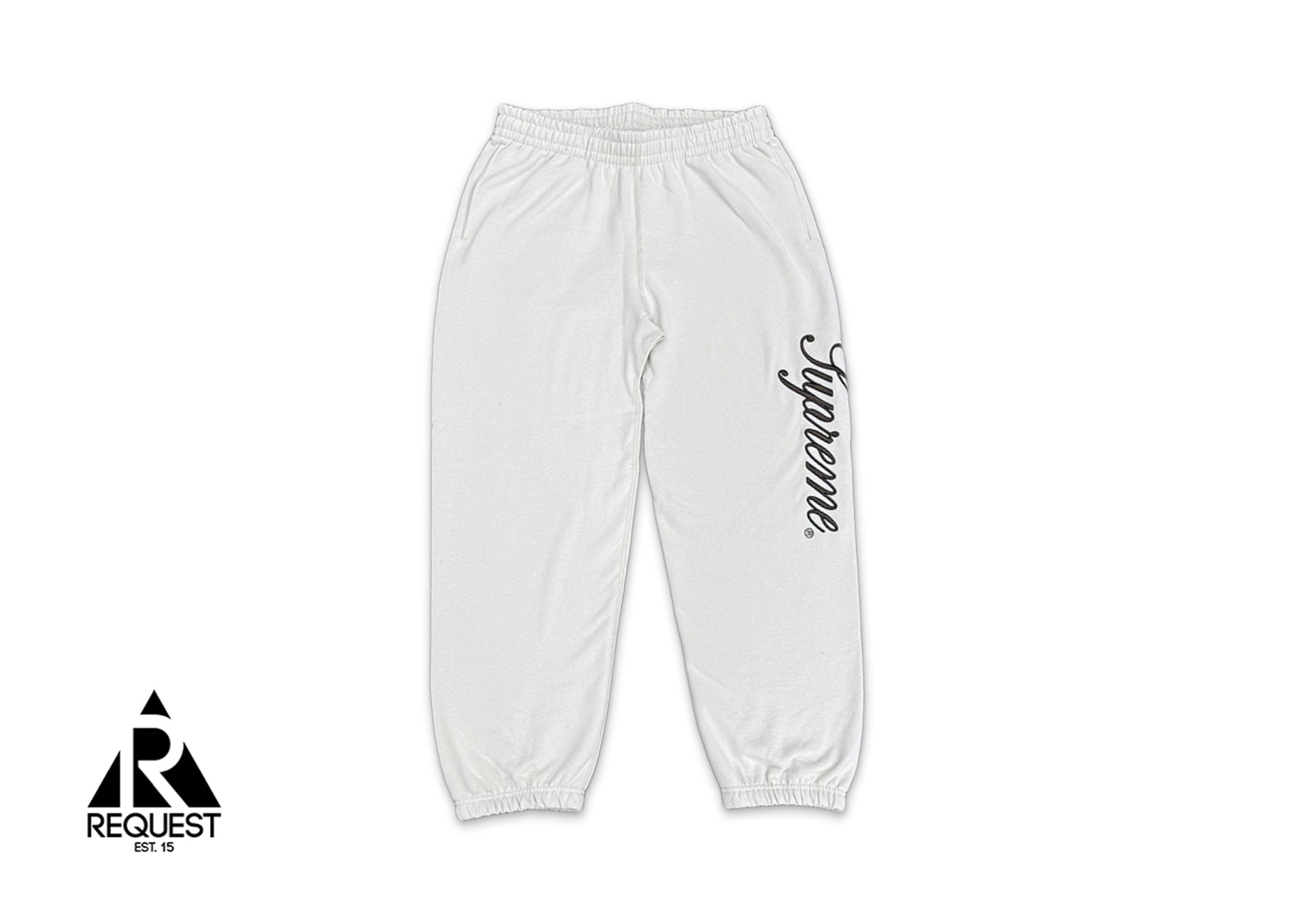 Supreme, Embroidered Script Sweatpants "Bone"