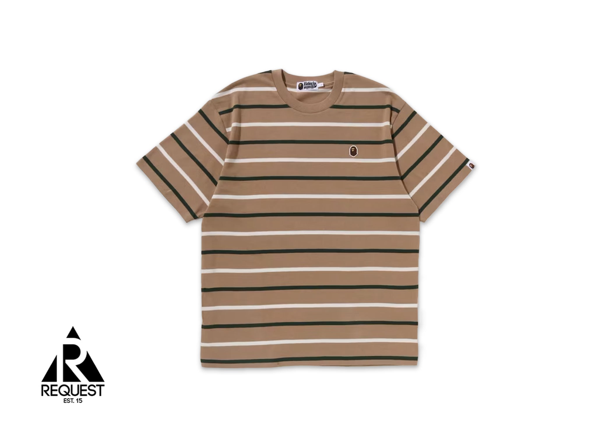 A Bathing Ape BAPE Ape Head One Point Stripe Tee "Brown"