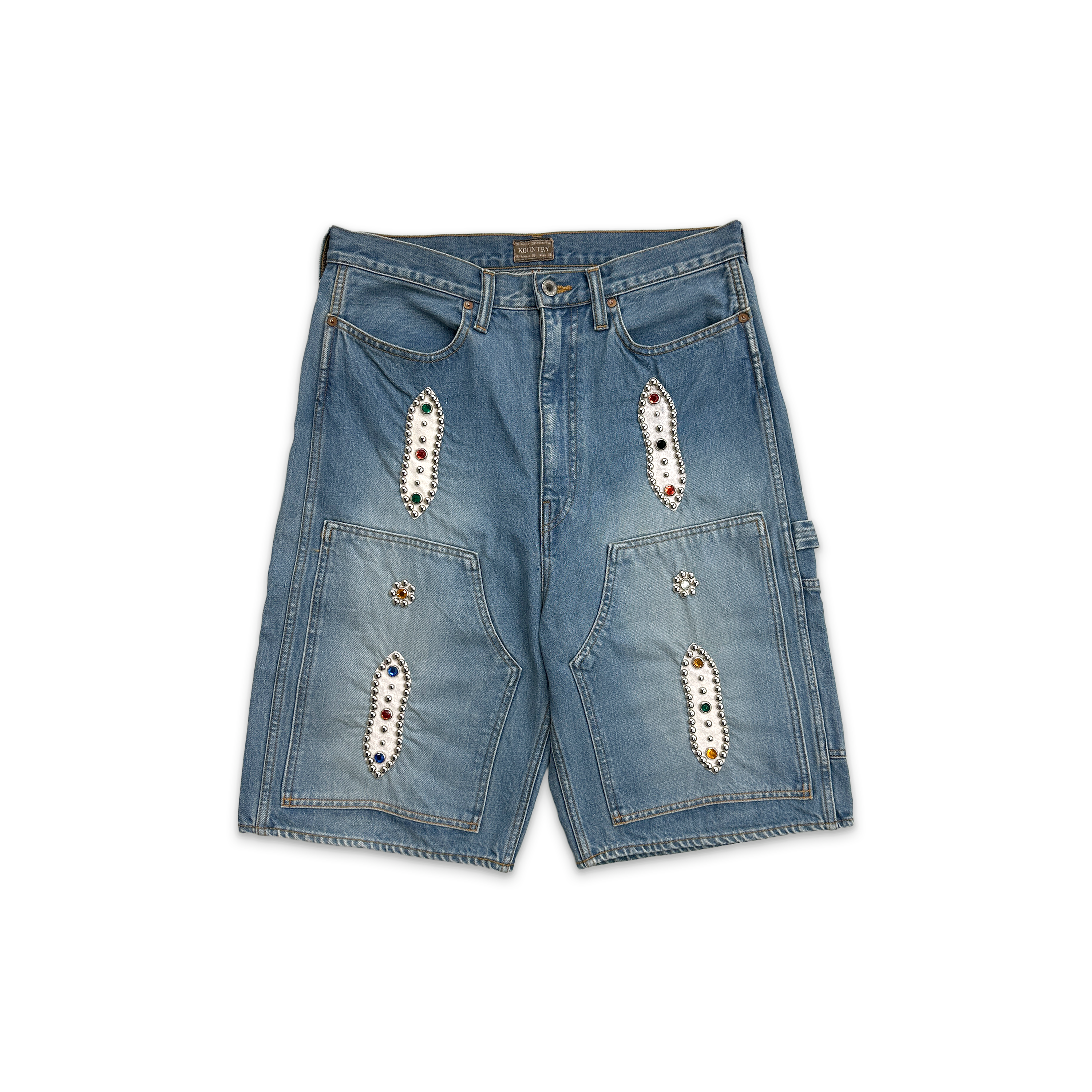 Kapital, Studded Carpenter Shorts "Light Wash"