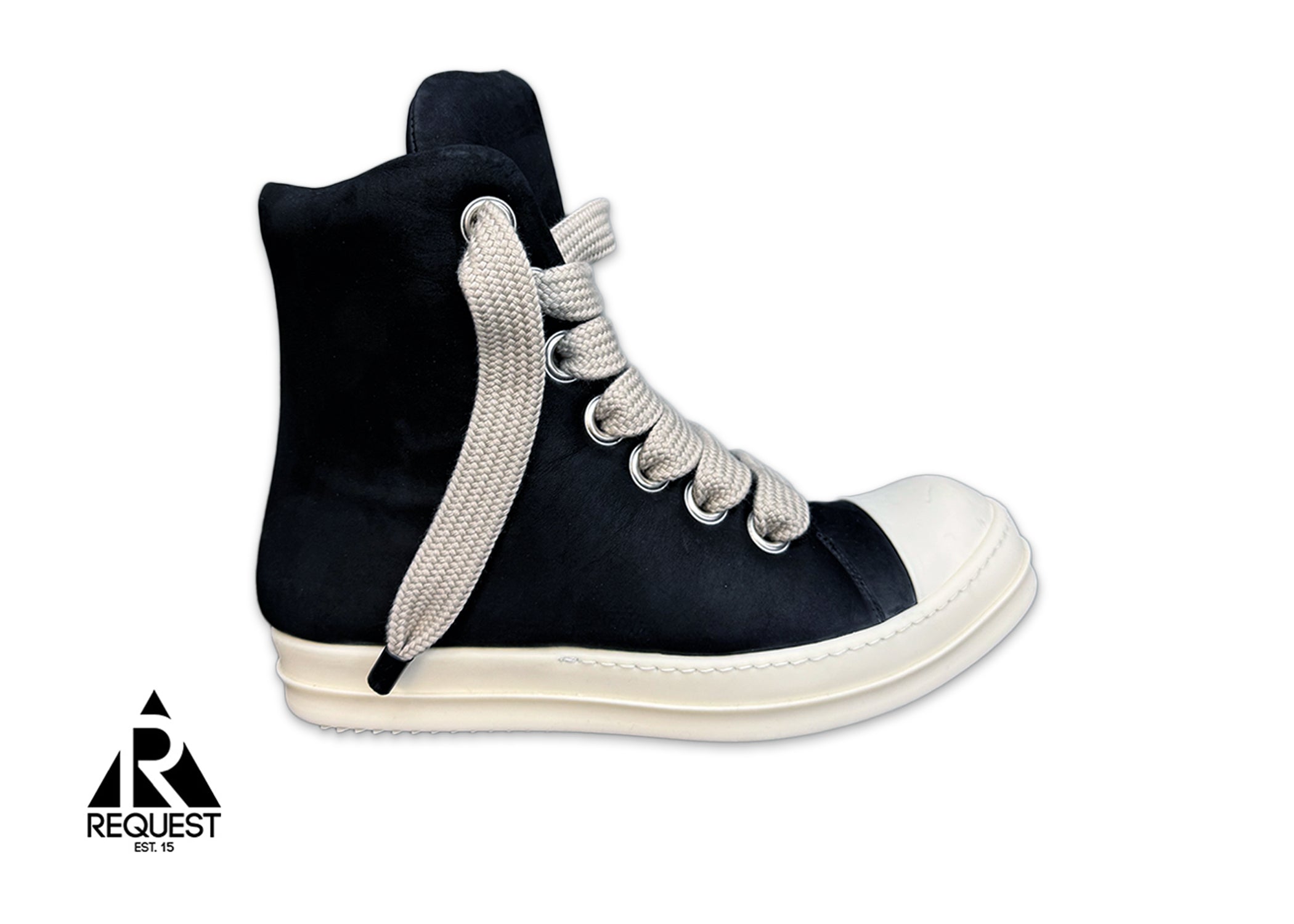 Rick Owens, Jumbo Lace Padded Suede Ramones High "Black"