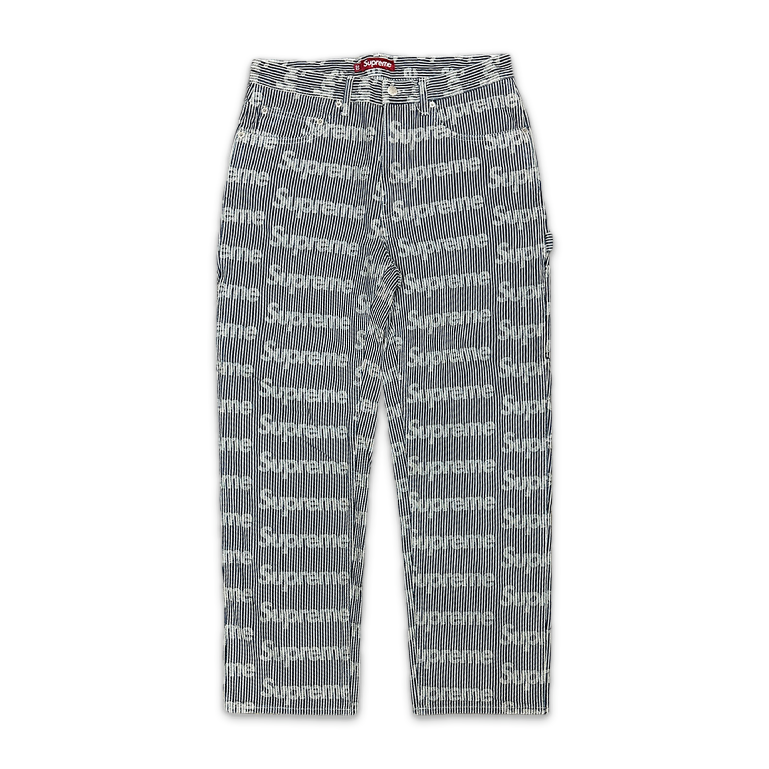 Supreme, Jacquard Logo Painter Pants "Washed Blue"